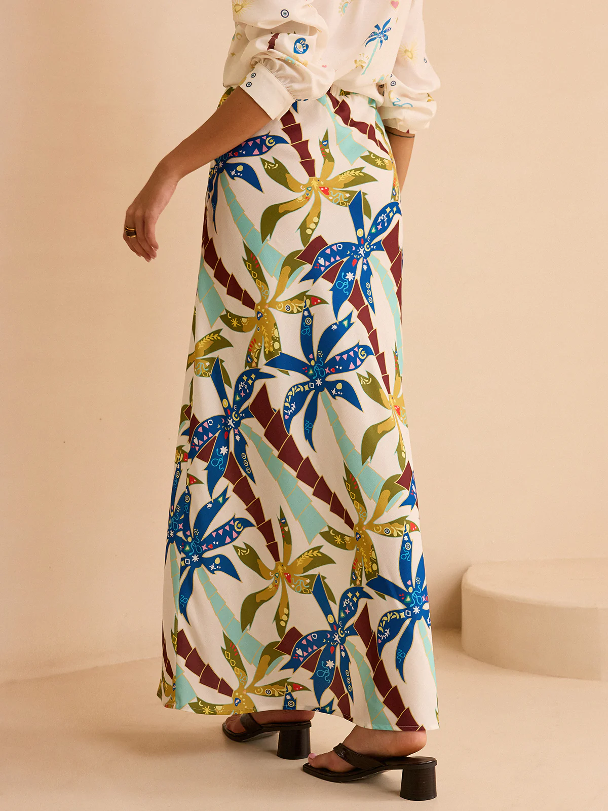 Tropical Print Maxi Skirt - Wholesalesil