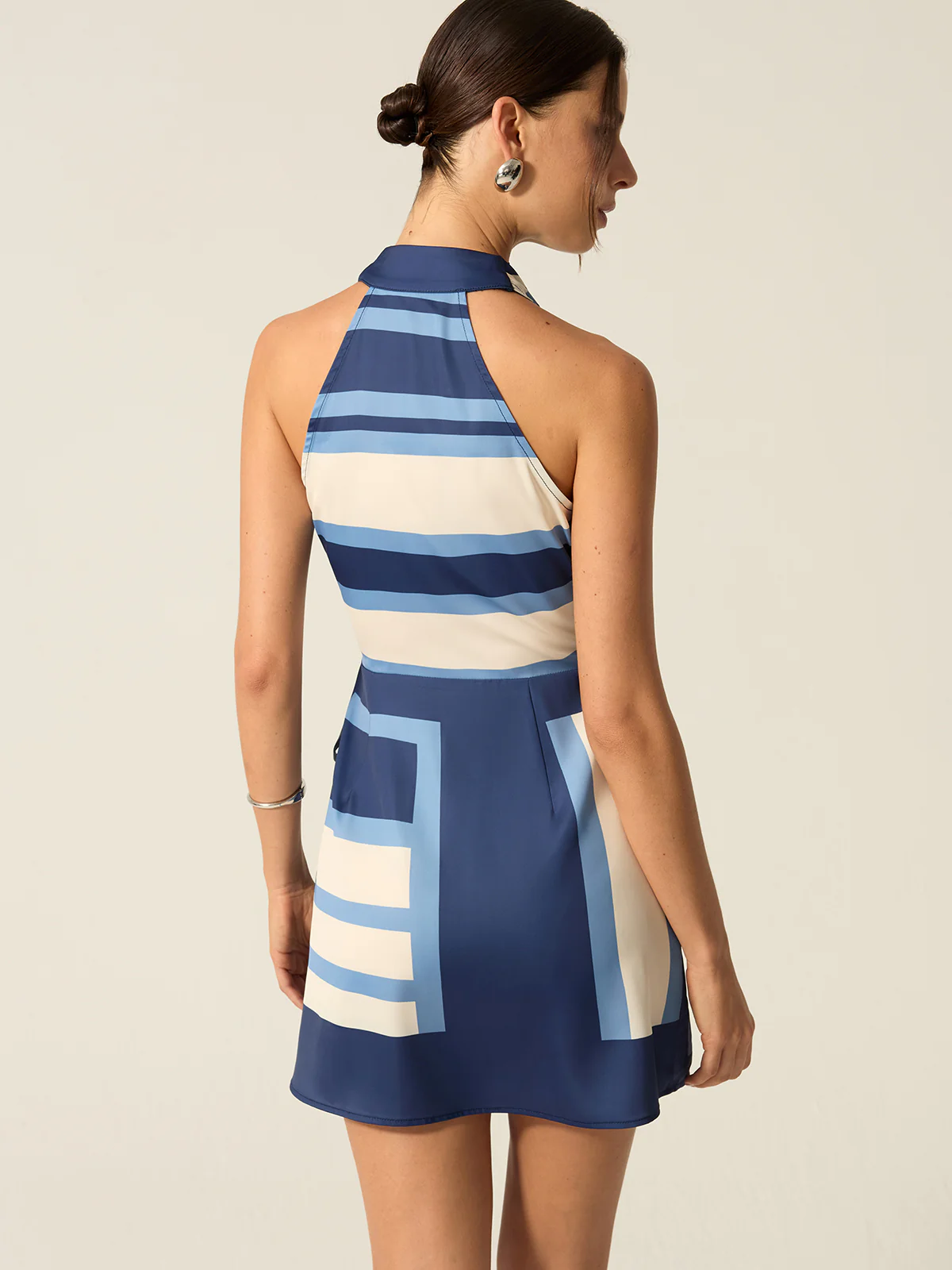 Striped Halter Mini Dress - Wholesalesil