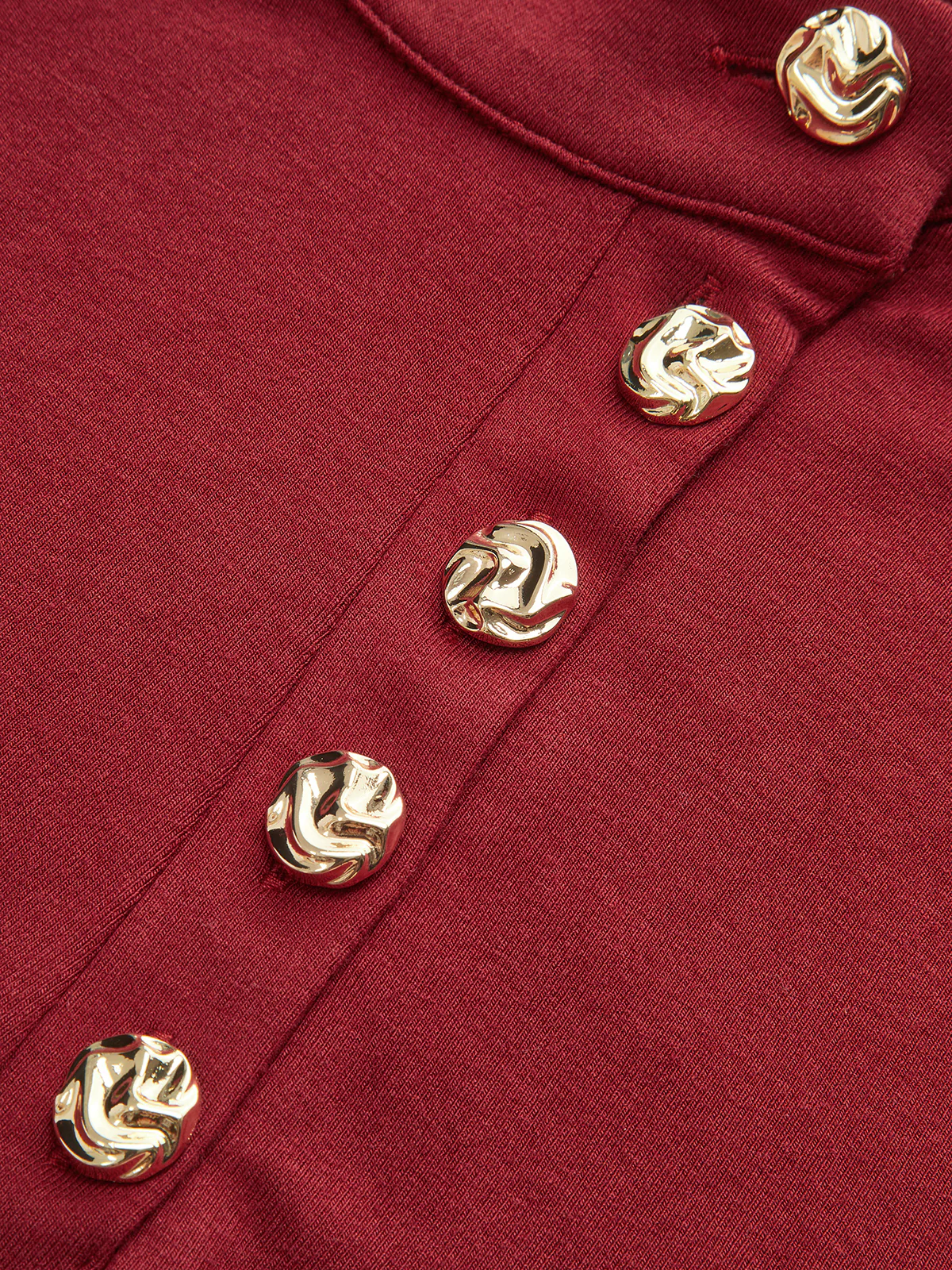 Asymmetric Placket Stand Collar Long Sleeve Blouse - Wholesalesil