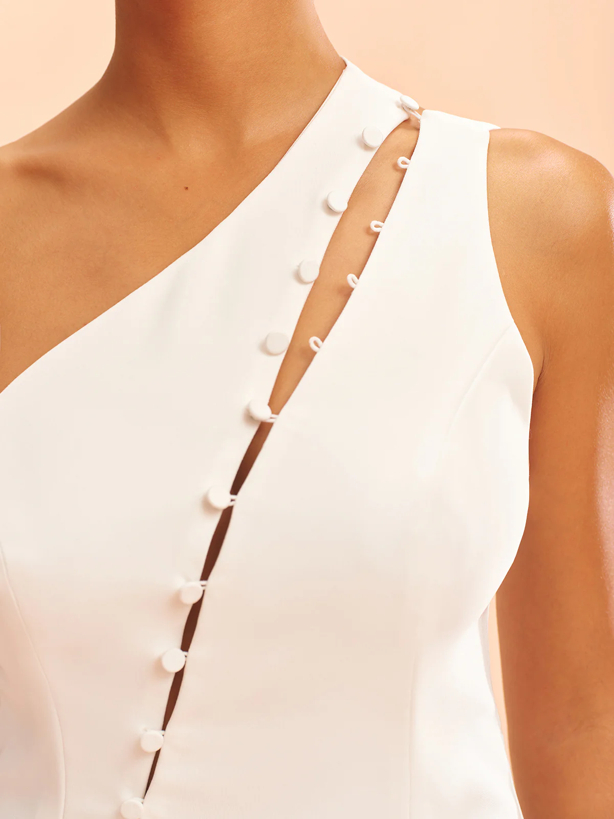 One-Shoulder Asymmetric Button Vest - Wholesalesil