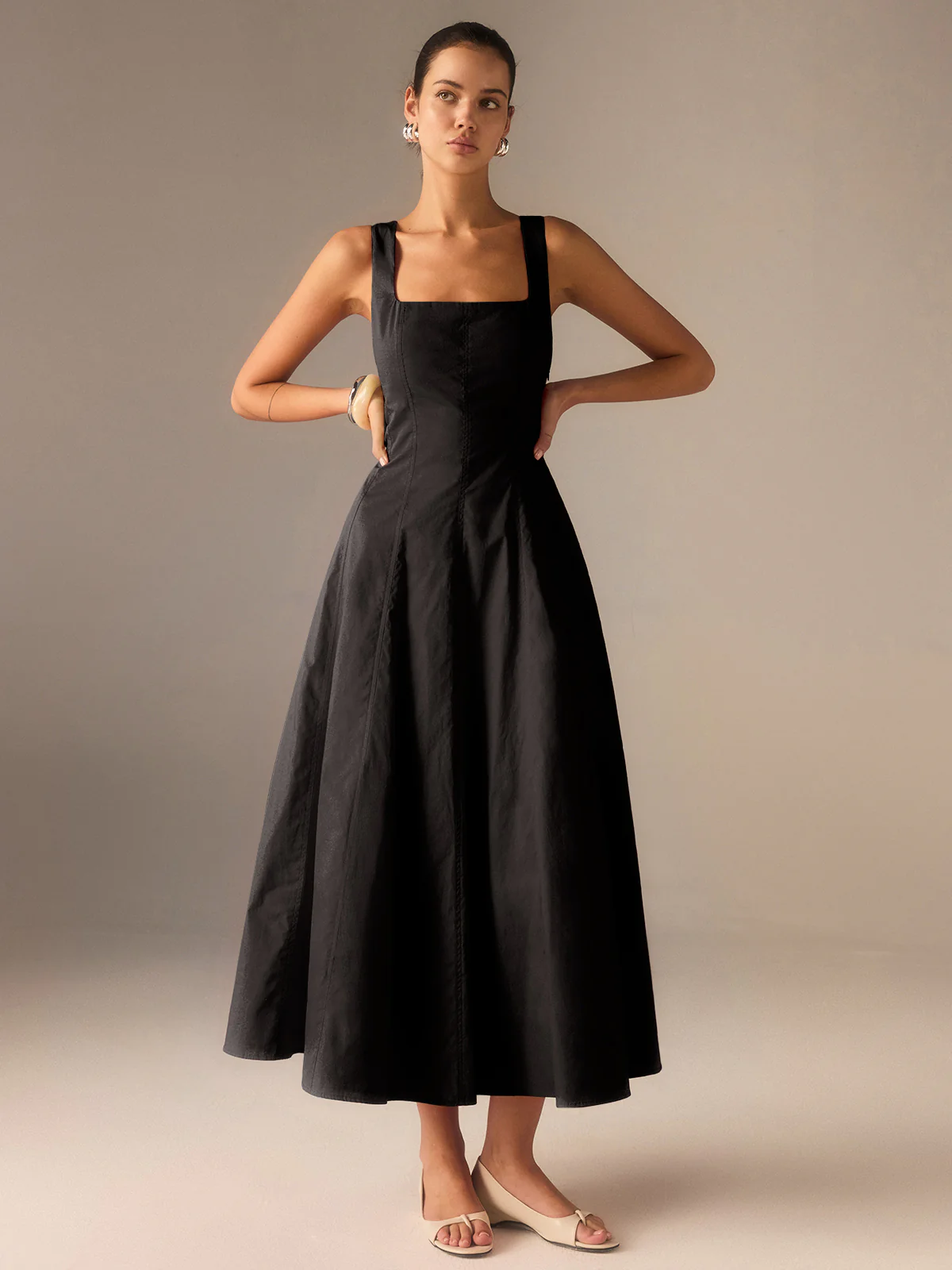 Cotton Maxi Dress with Lace-Up Back - Wholesalesil