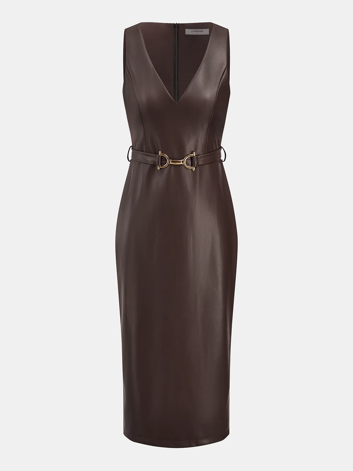 Faux Leather Sleeveless Midi Dress - Wholesalesil