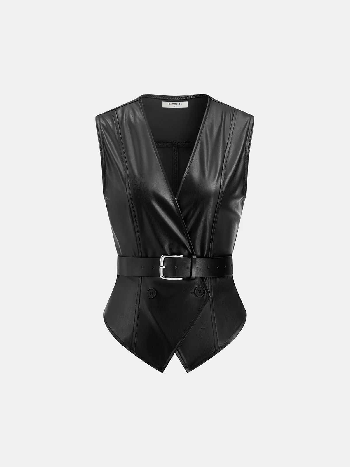 Faux Leather Belted Vest - Wholesalesil