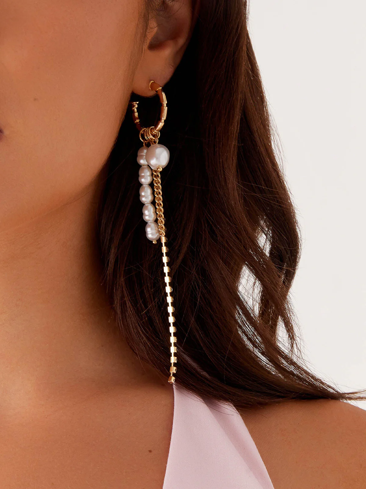 Pearl & Chain Drop Earrings - Wholesalesil