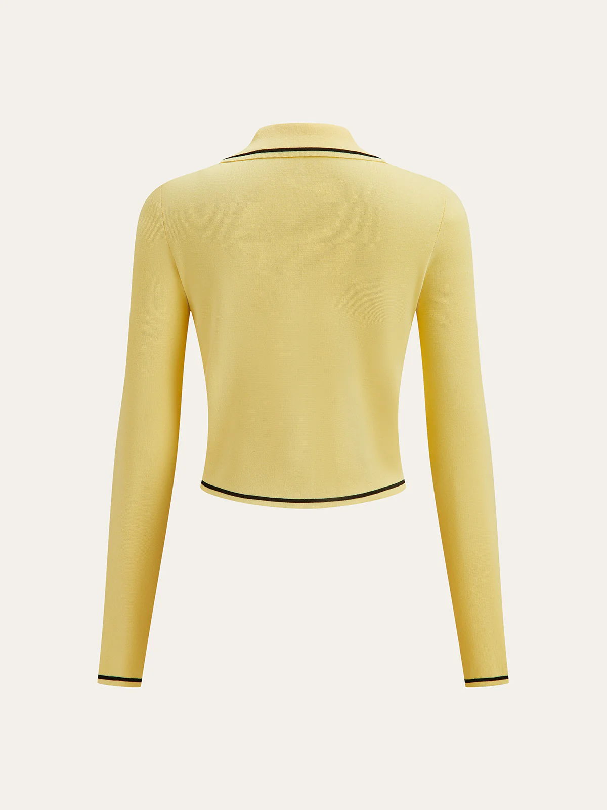 Contrast Trim Collared Knit Cardigan - Wholesalesil