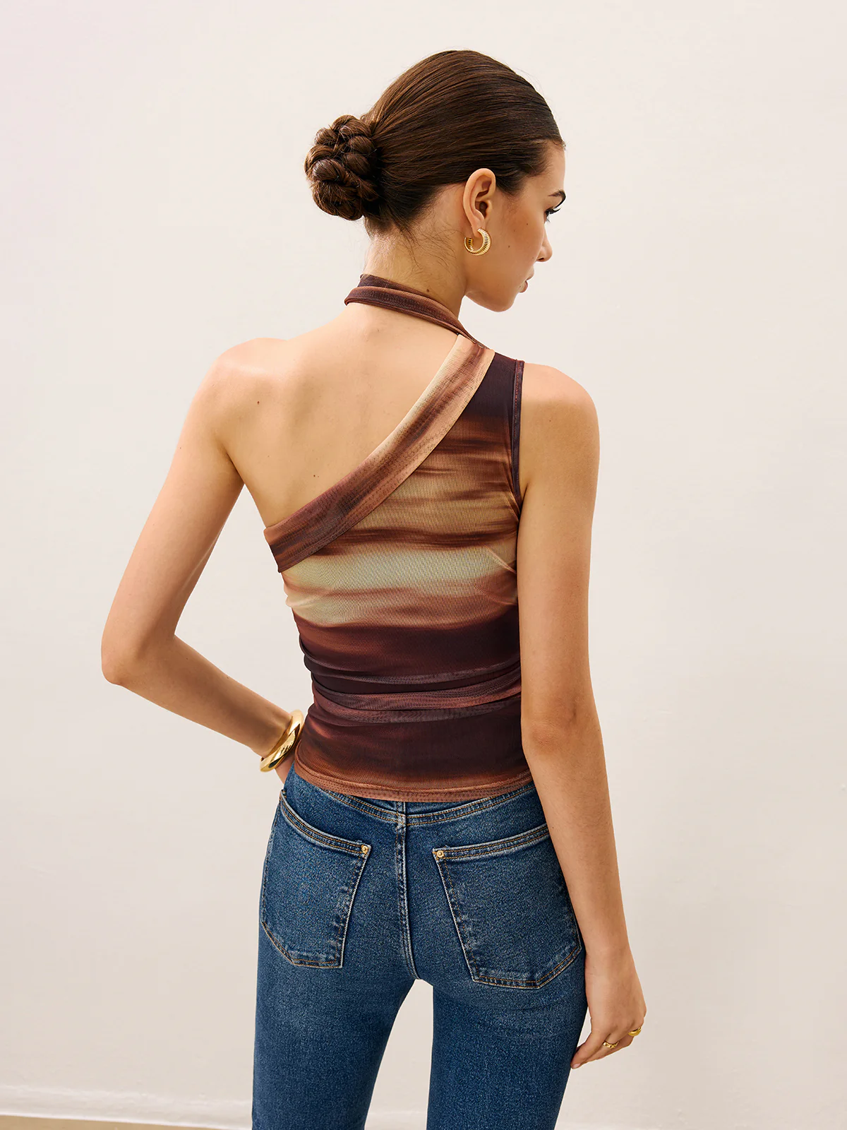 Dradient Top With Scarf-Detail - Wholesalesil