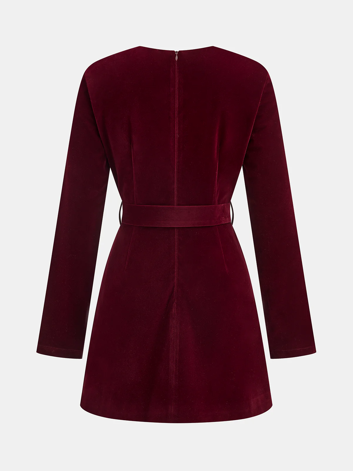 Pleated Panel Velvet Mini Dress with Belt - Wholesalesil