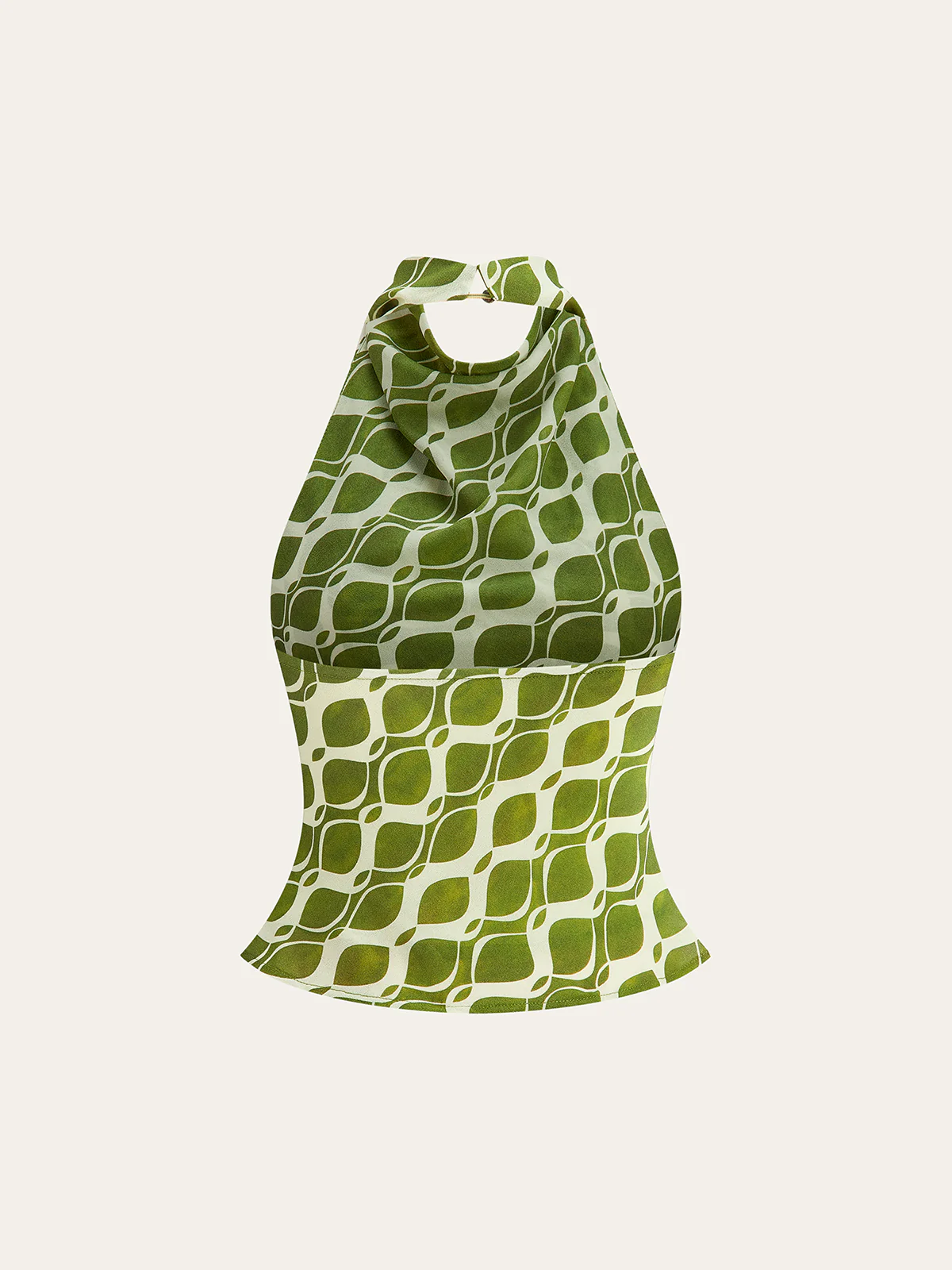 Semi-Sheer Printed Halter Neck Top - Wholesalesil