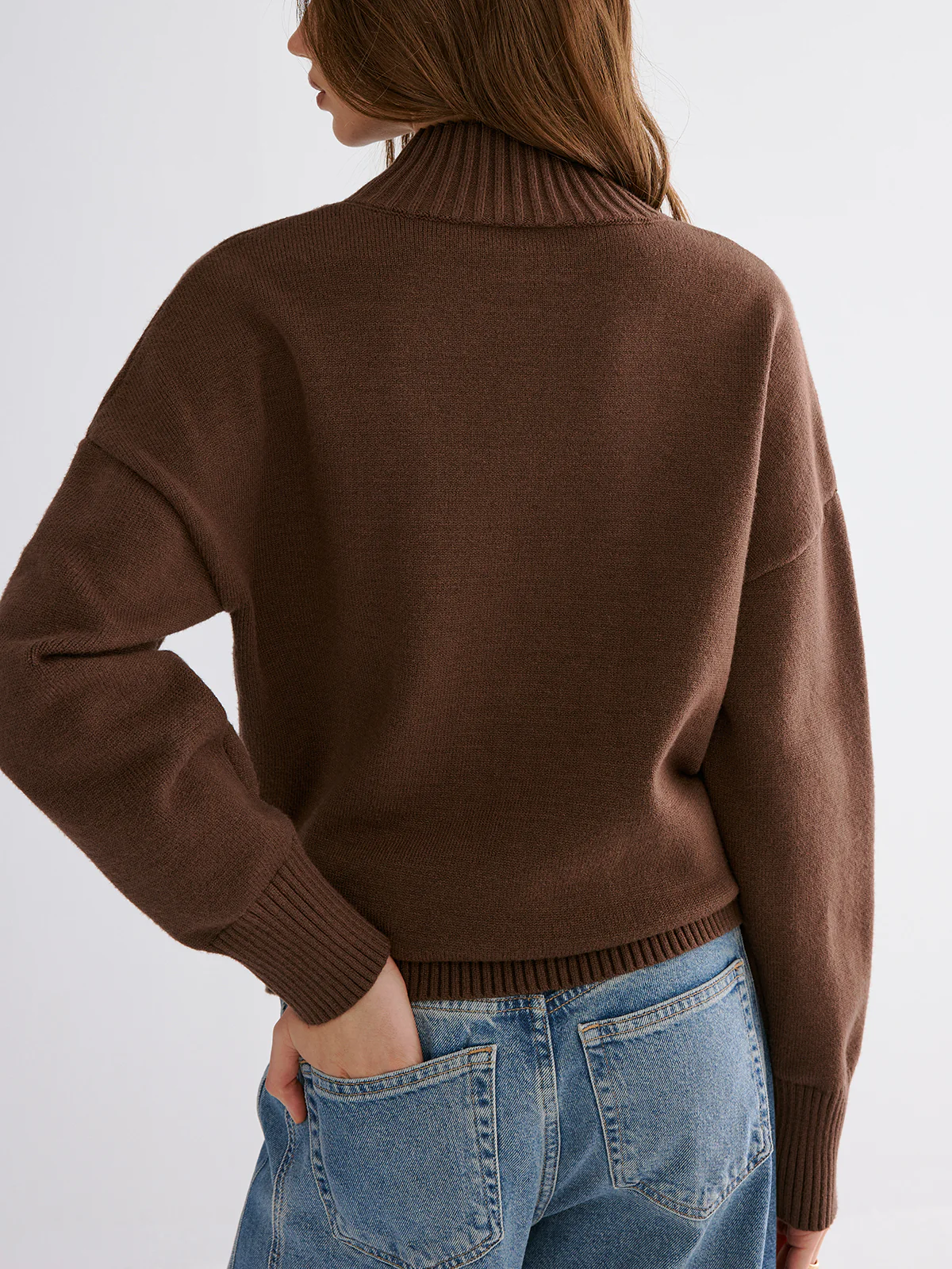 Oversized Drop Shoulder Crew Neck Sweater - Wholesalesil