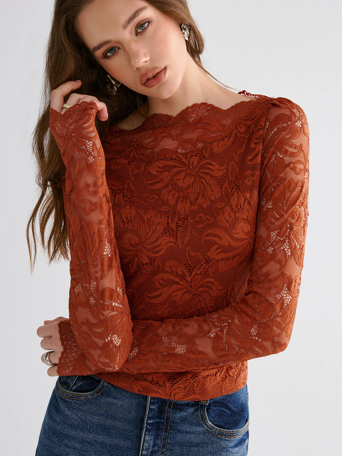 Flower Embroidered Cropped Lace Top - Wholesalesil