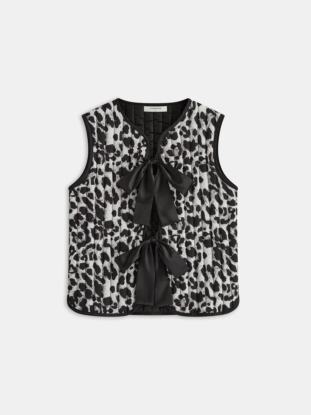 Bow Tie Leopard Print Quilted Vest - Wholesalesil