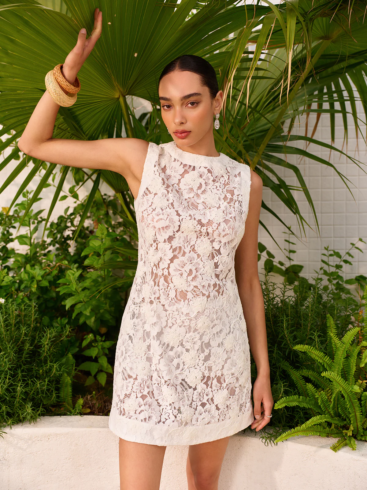 Semi-Sheer Lace Dress - Wholesalesil