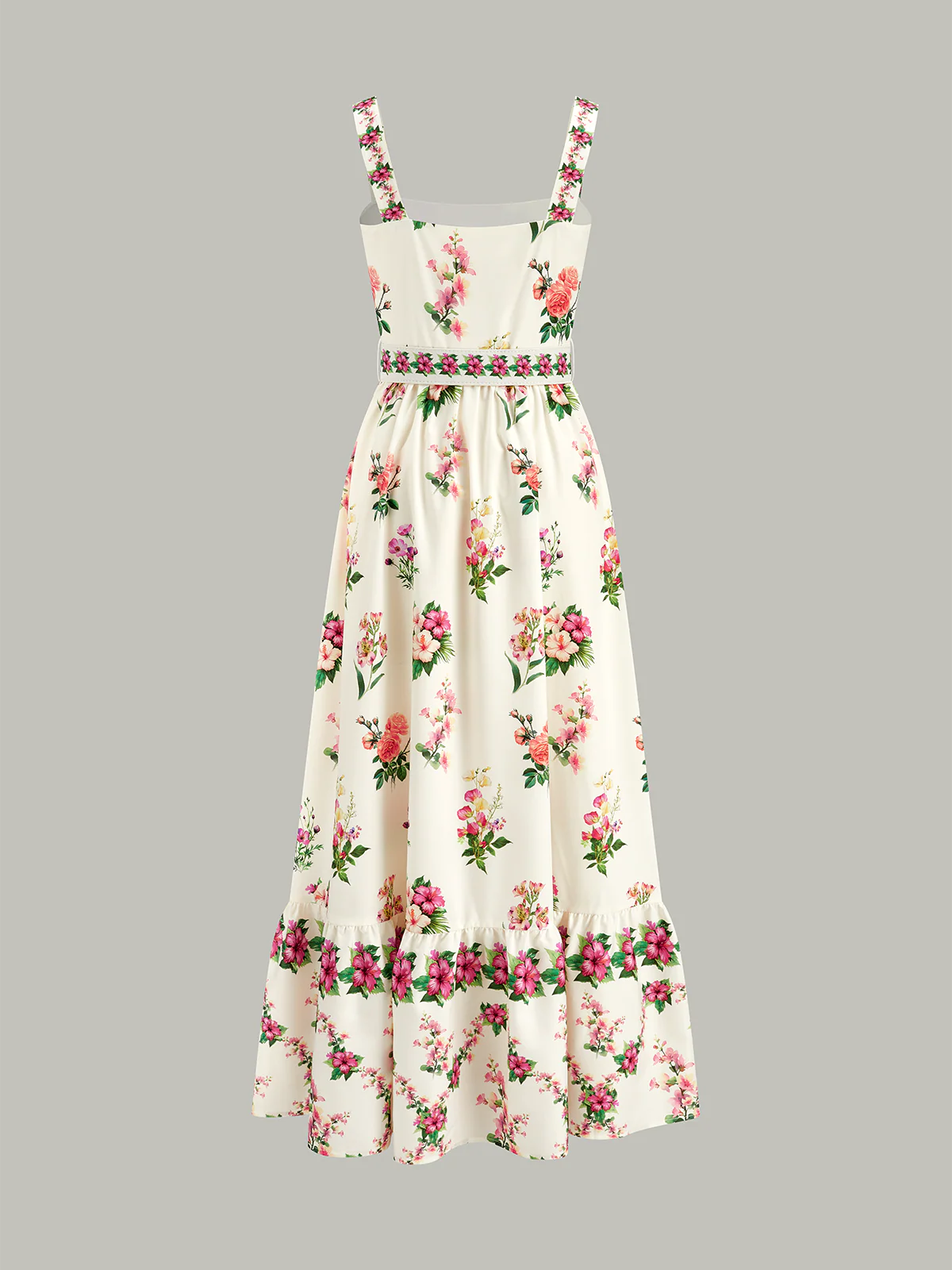 Floral Print Belted Midi Dress - Wholesalesil