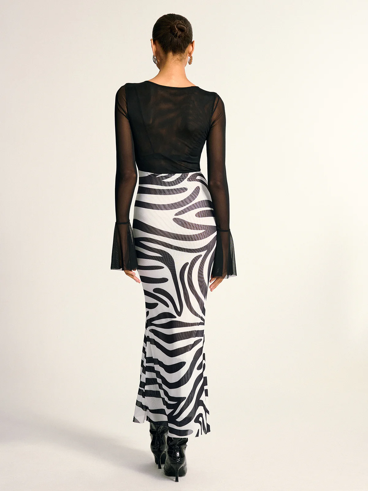 Zebra Print Mesh Maxi Dress - Wholesalesil