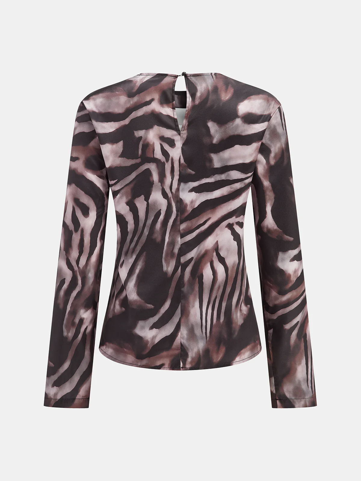 Zebra Print Cowl Neck Long-Sleeve Top - Wholesalesil