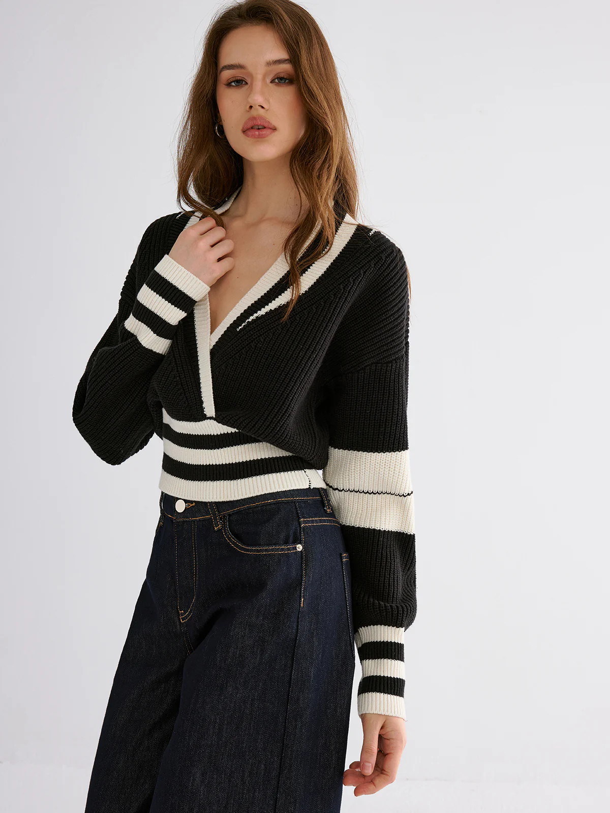 Striped Casual Knitted Sweater - Wholesalesil