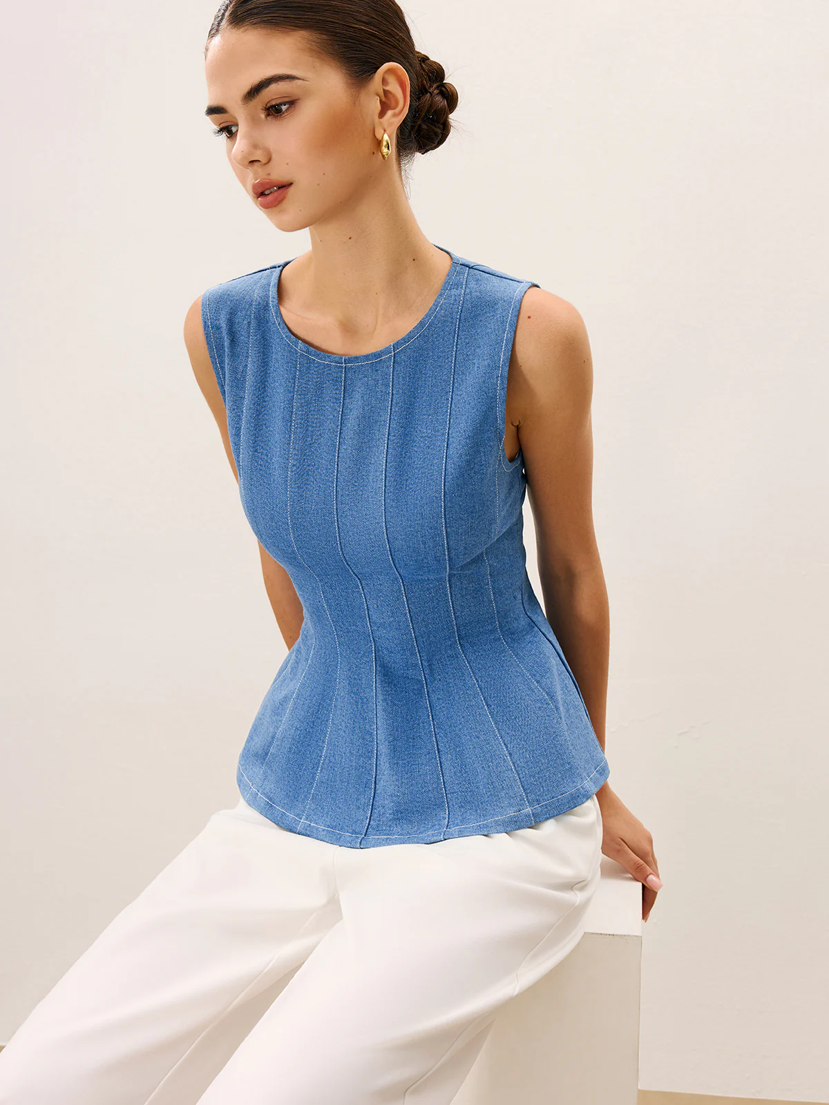 Denim Peplum Top - Wholesalesil