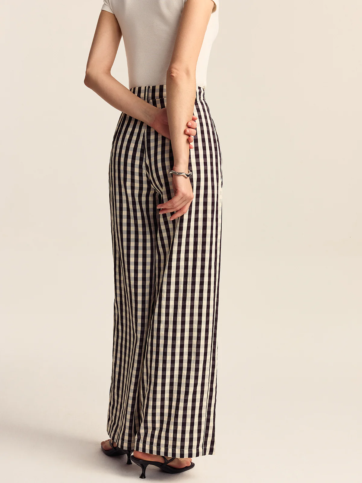 Gingham Wide-Leg Pants - Wholesalesil