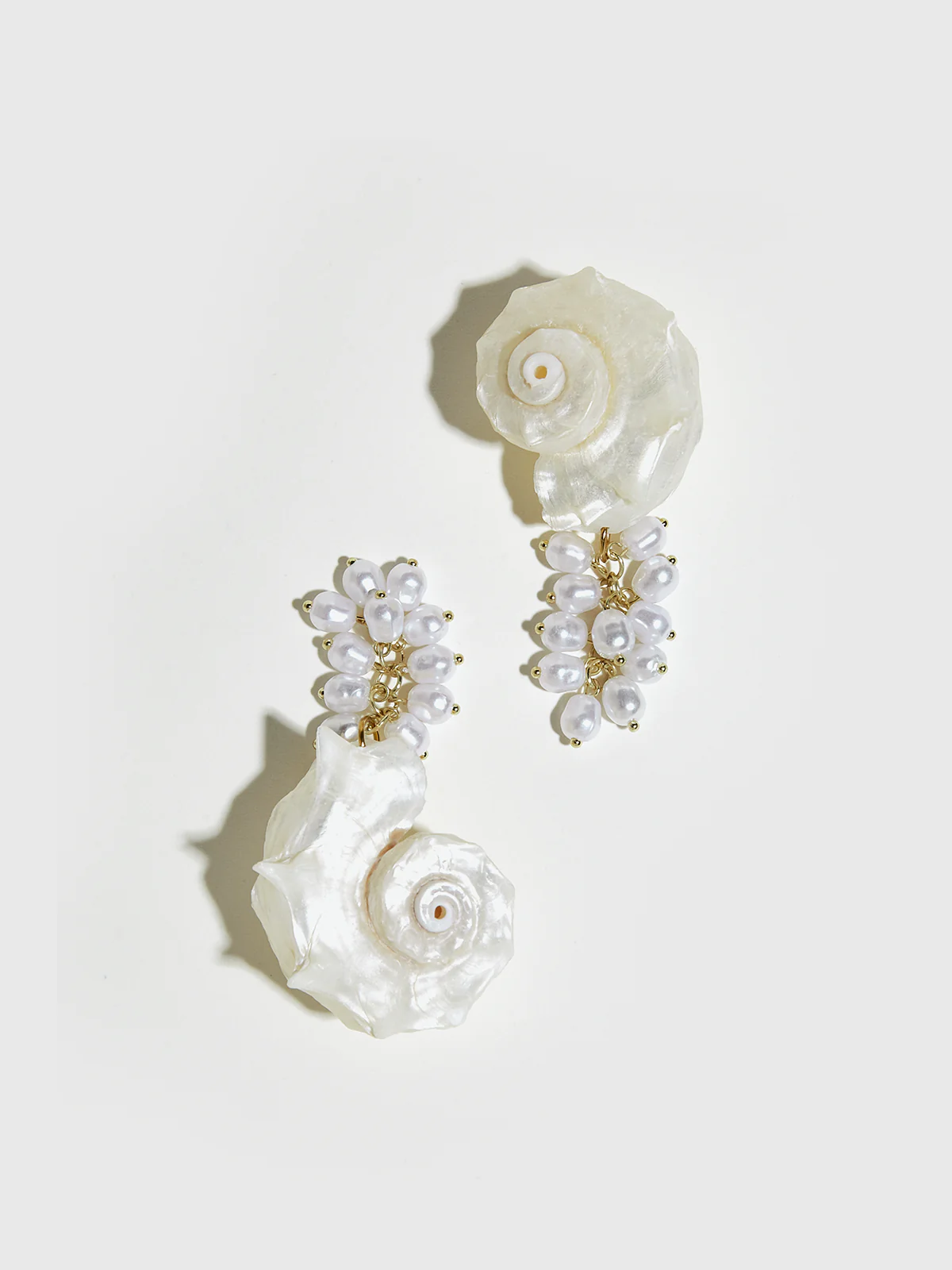 Natural Spiny Shell Earrings with Faux Pearl Pendants - Wholesalesil