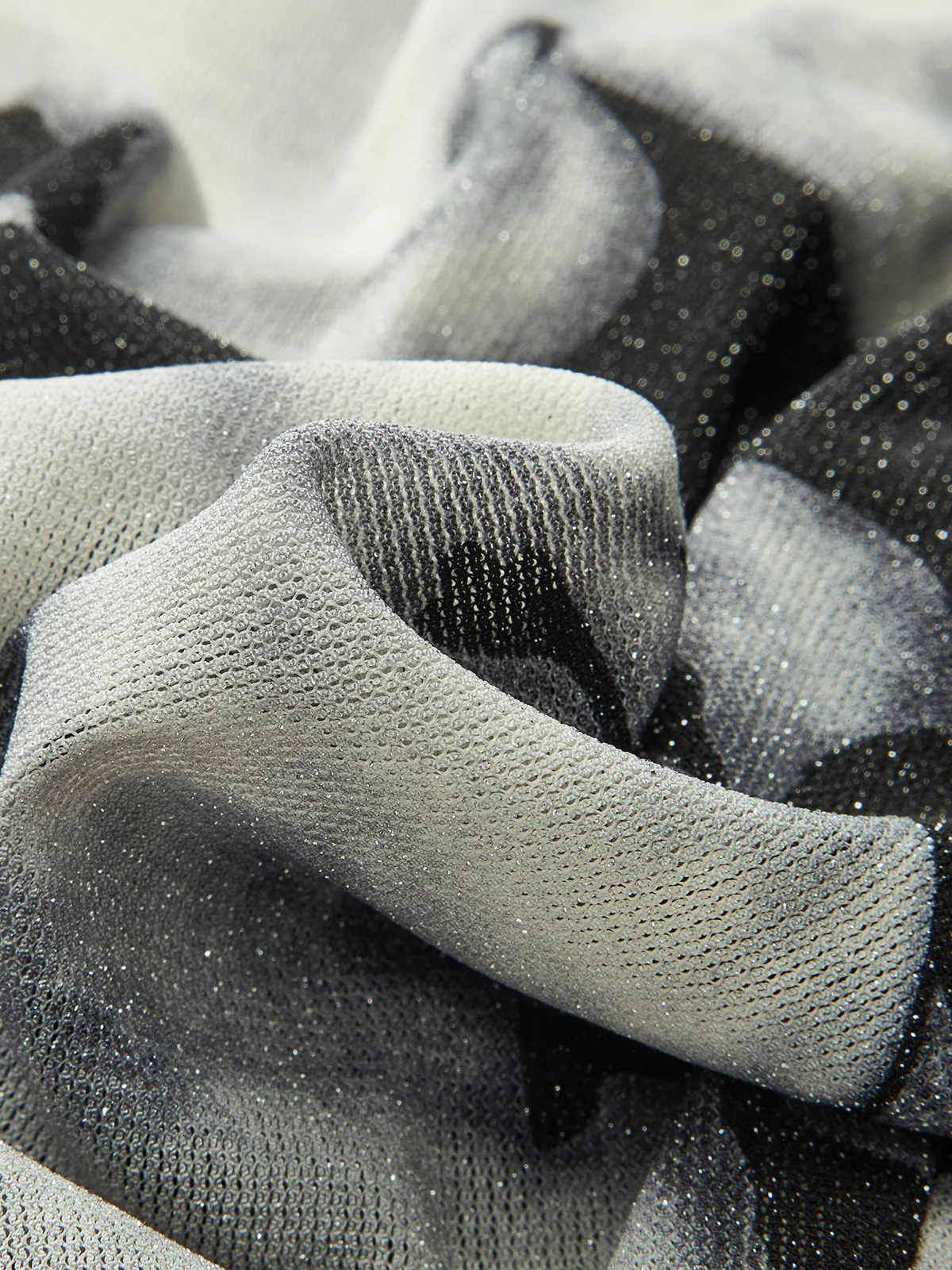 Semi-Sheer Long Sleeve Mesh Marble Print Wrap Blouse - Wholesalesil