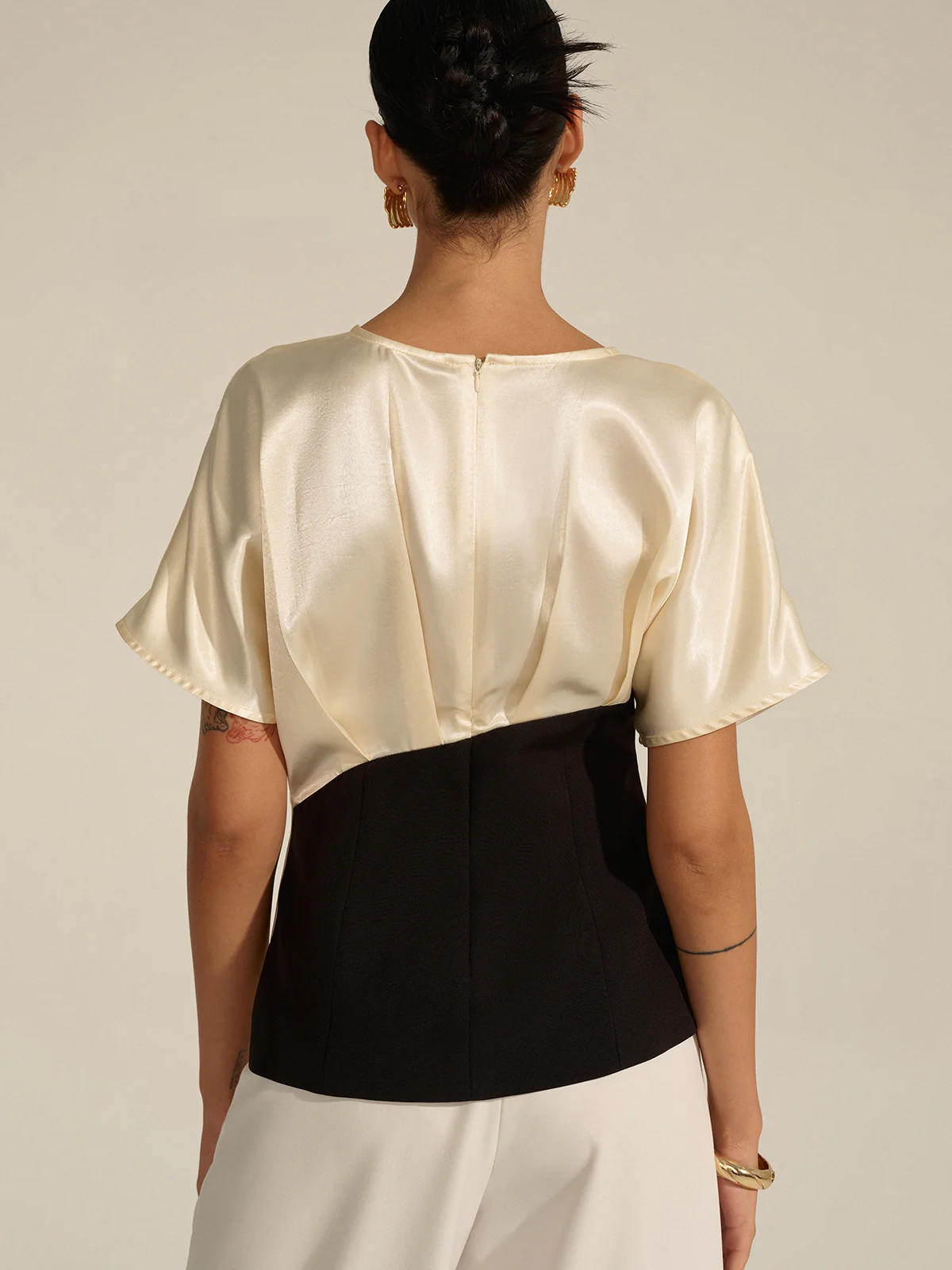 Asymmetric Color-Block Top - Wholesalesil