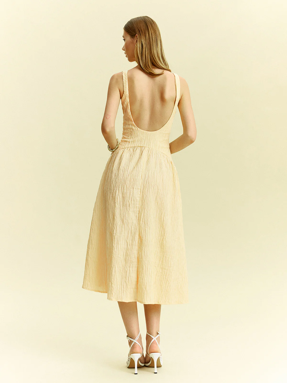 Textured Sleeveless Midi Dress - Wholesalesil