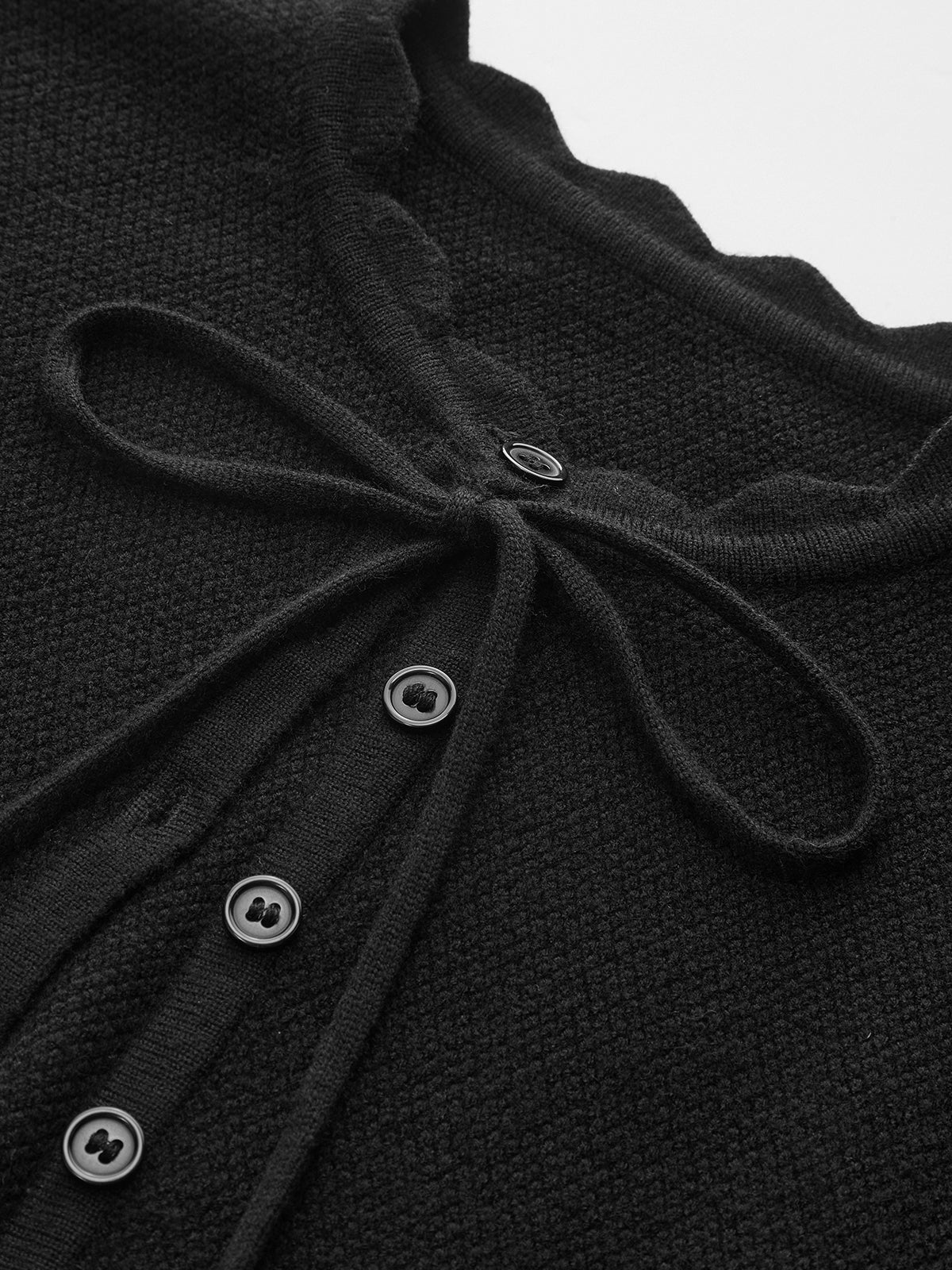 Tie Neck Button Fitted Cardigan - Wholesalesil