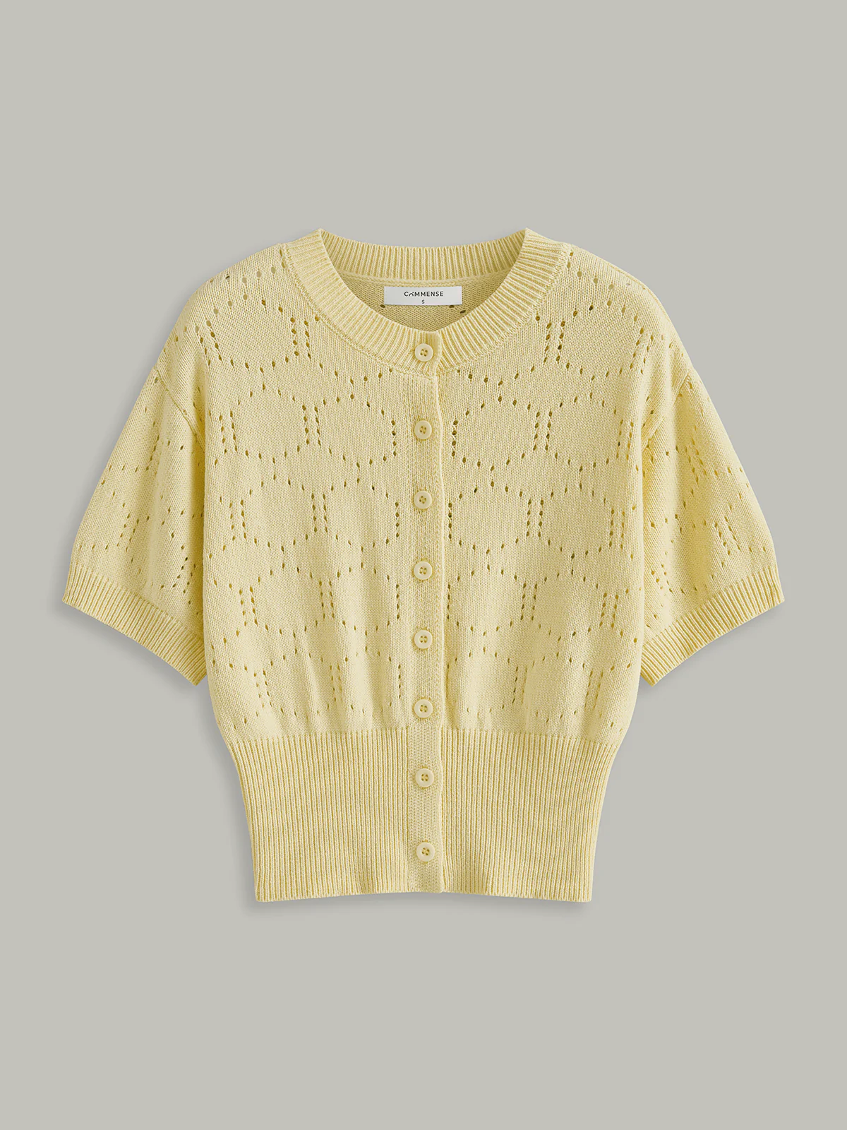 Eyelet Knit Short Sleeve Cardigan - Wholesalesil