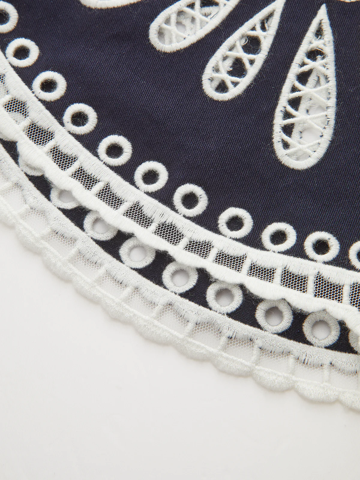 Floral Eyelet Embroidery Cotton Blend Blouse - Wholesalesil