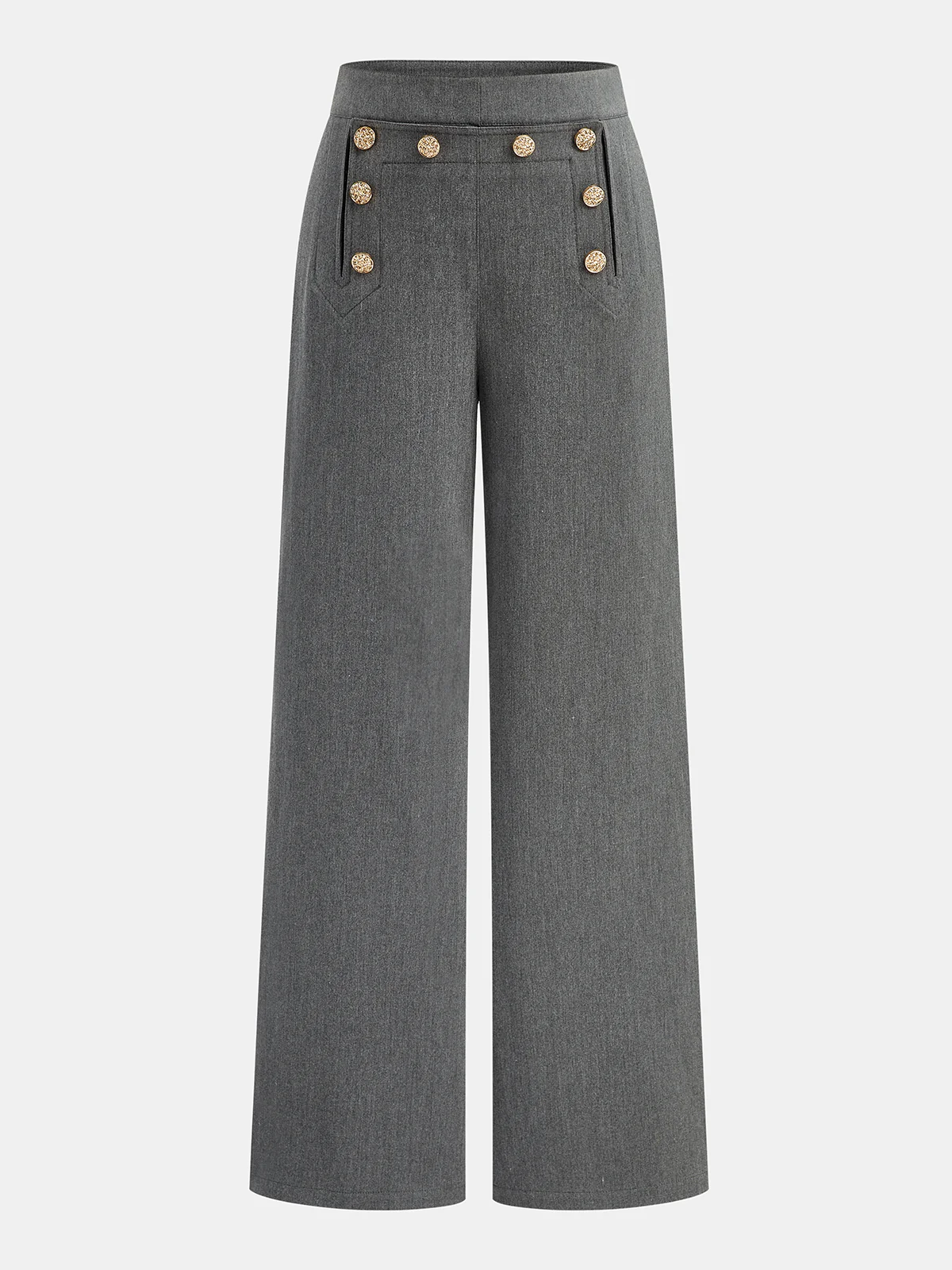 Metal Detail Wide-Leg Pants - Wholesalesil