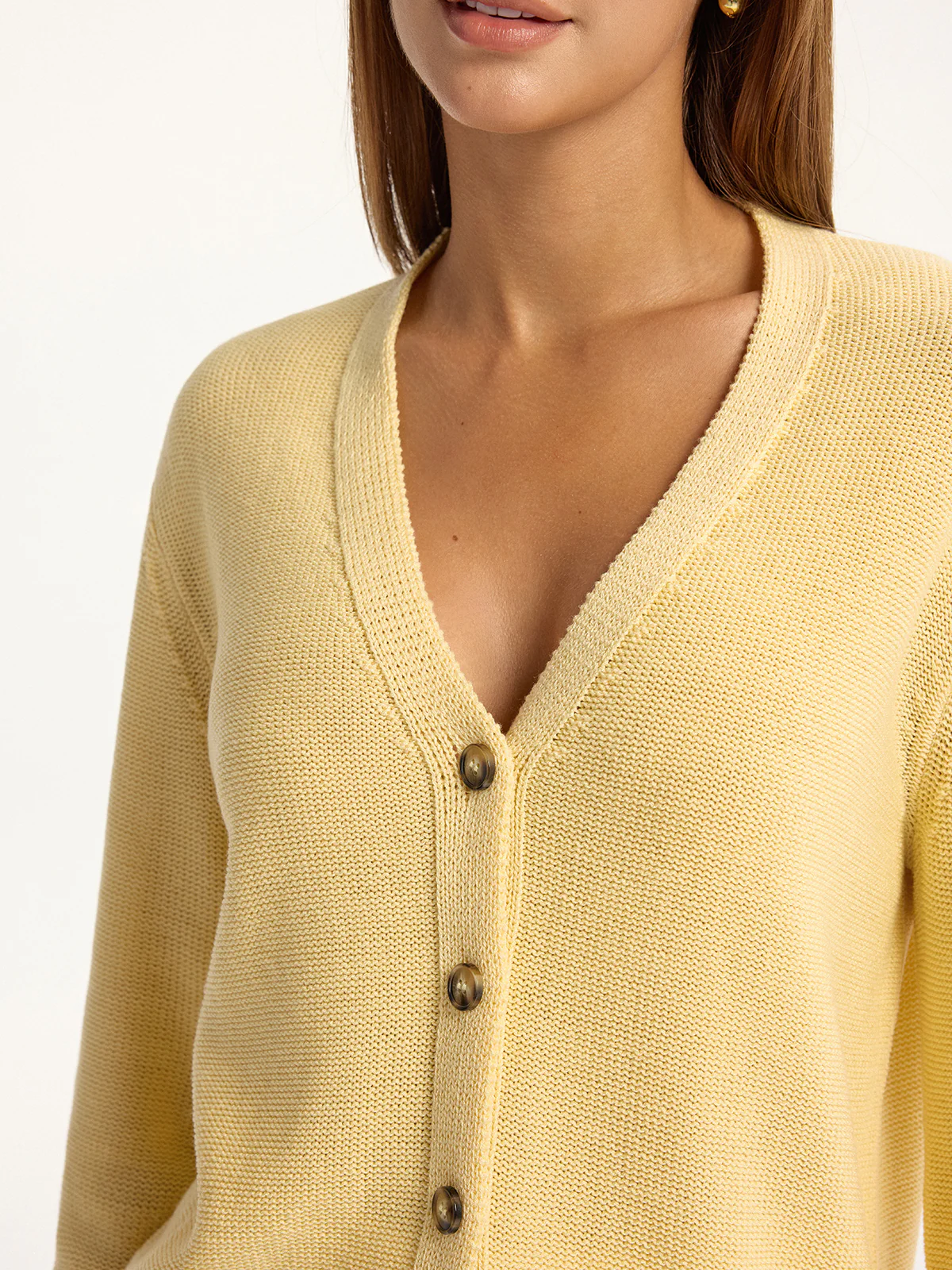 V-Neck Buttoned Knit Cardigan - Wholesalesil