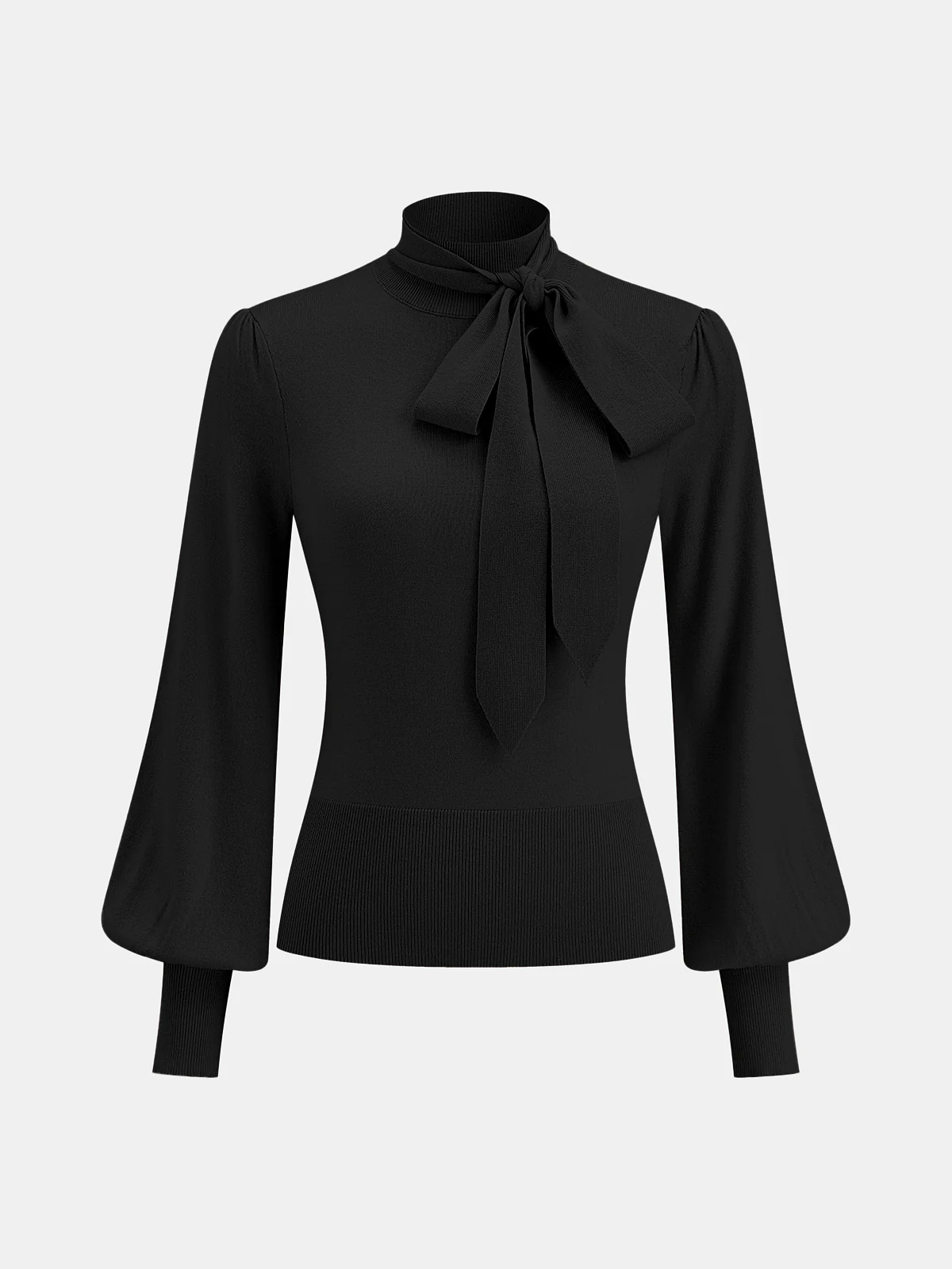 Bow Tie Neck Wool Blend Sweater - Wholesalesil