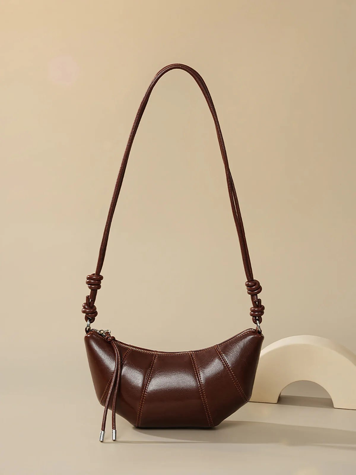 Leather Crescent Crossbody Bag - Wholesalesil