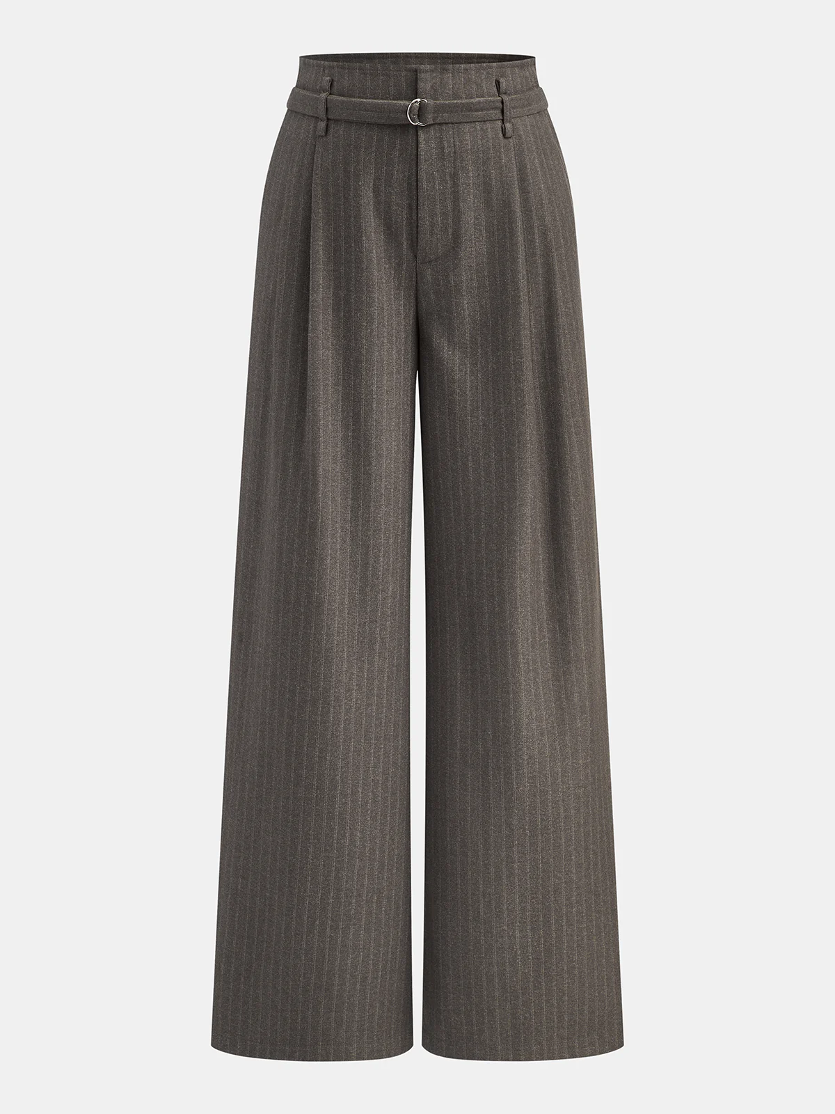 Belted Pinstripe Wide-Leg Pants - Wholesalesil
