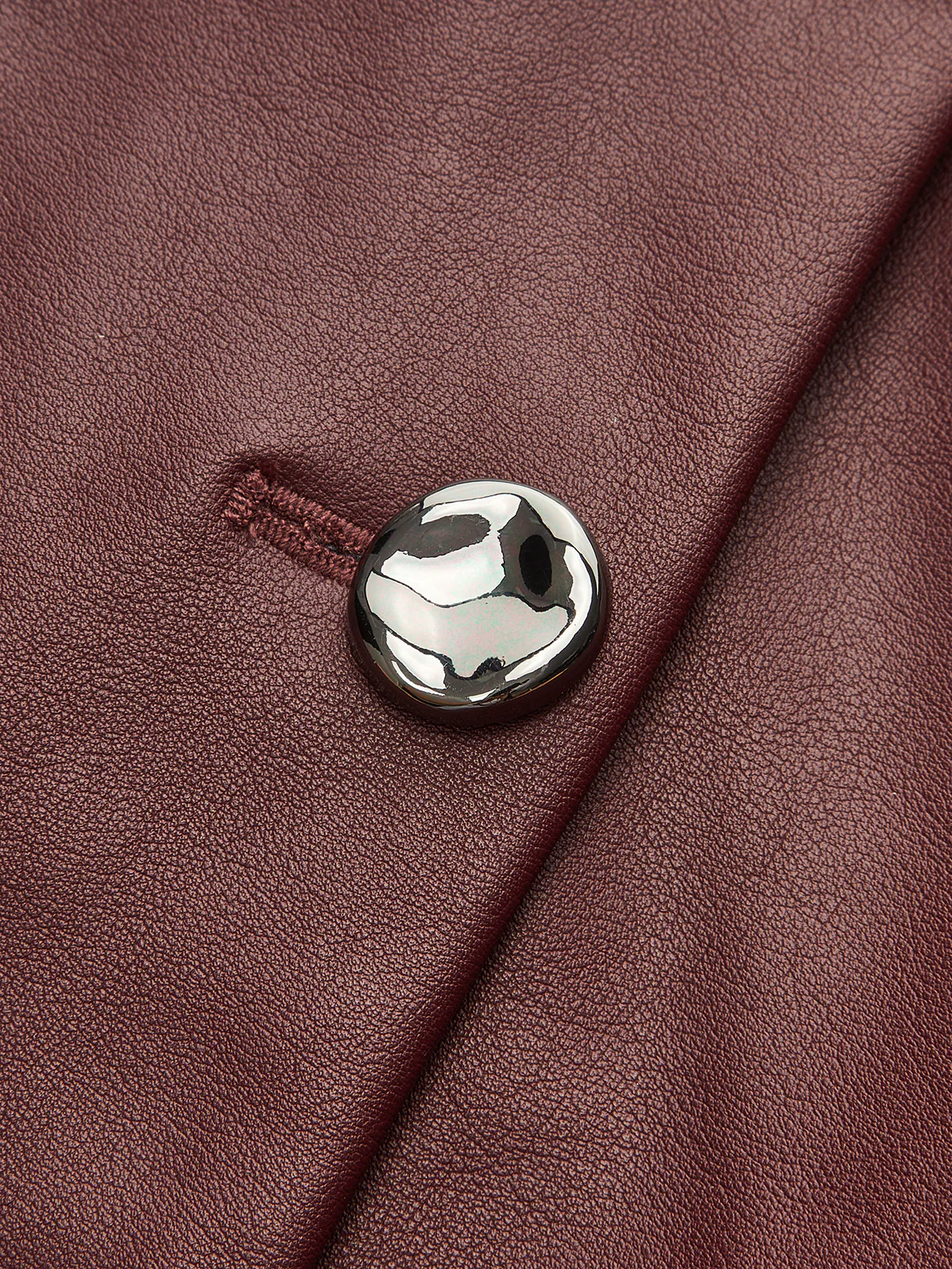 Faux Leather Metal Button Vest - Wholesalesil