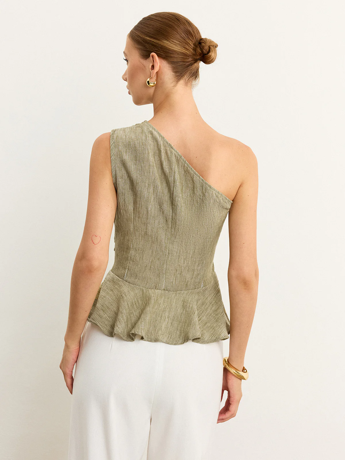 Asymmetrical One-Shoulder Top with Ruffle Hem - Wholesalesil