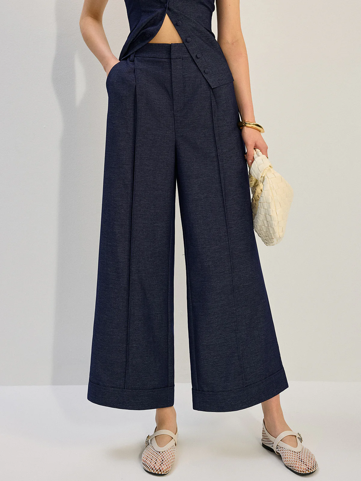 Denim Wide-Leg Pants - Wholesalesil
