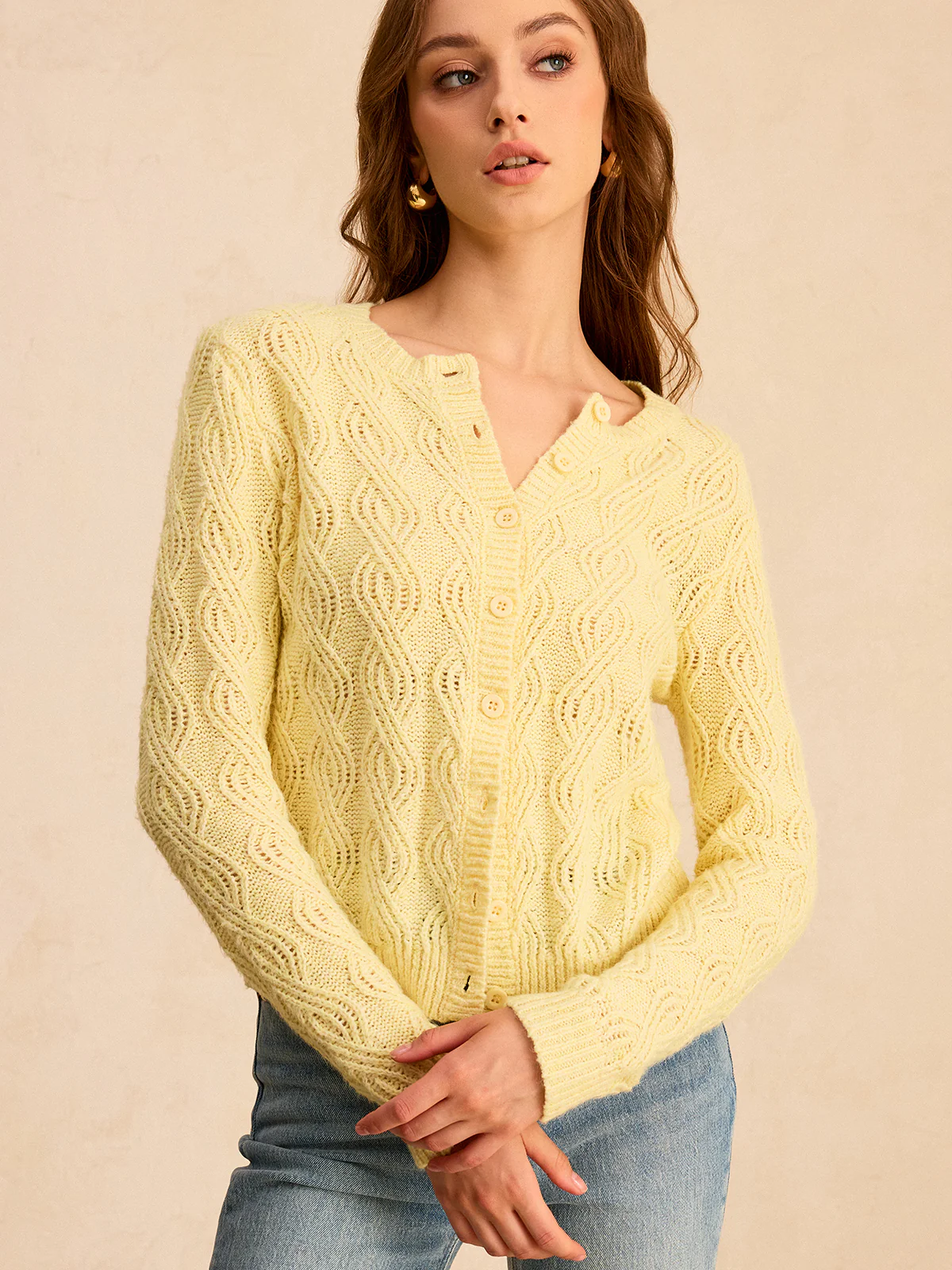 Cable-Knit Button-Front Cardigan - Wholesalesil