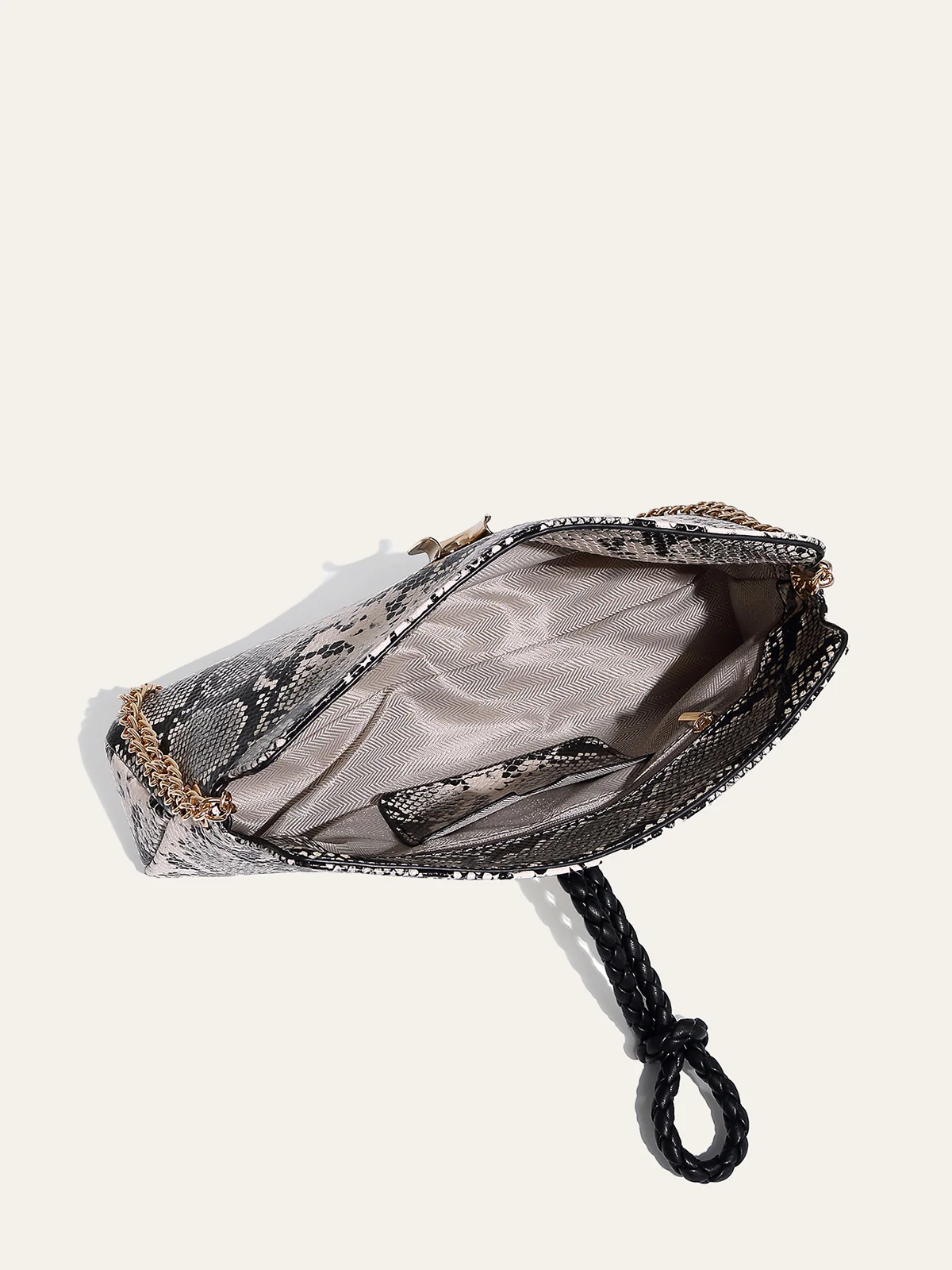 Snakeskin Patterned Chain Shoulder Bag - Wholesalesil
