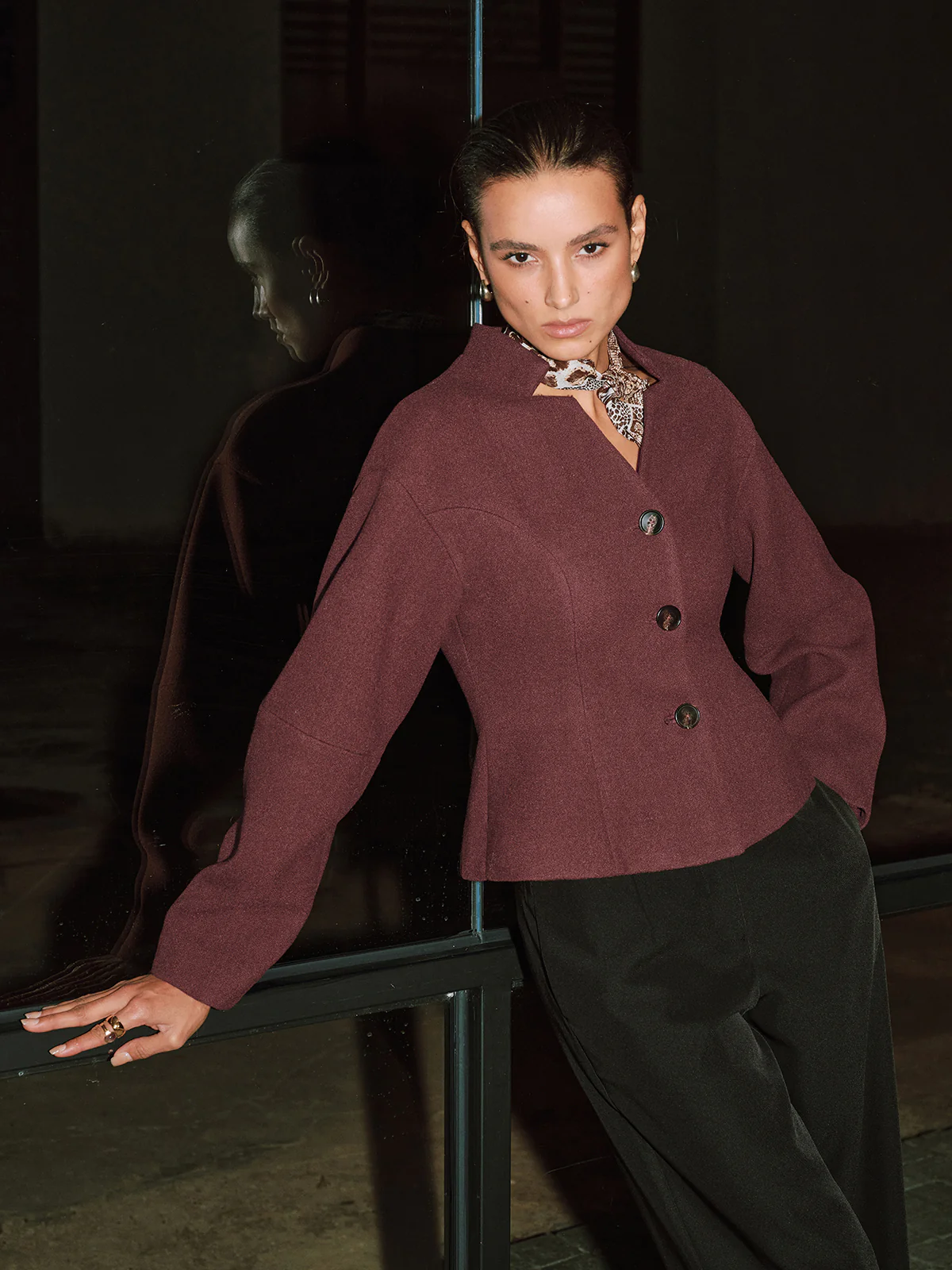 Stand Collar Tweed Jacket - Wholesalesil