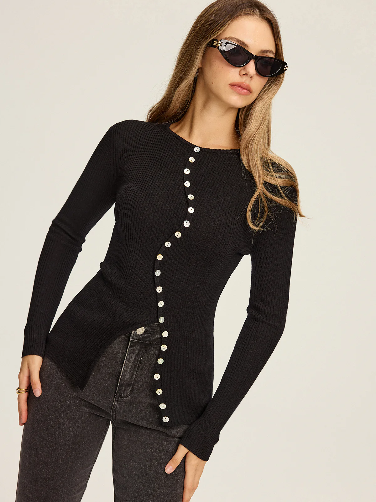 Asymmetric Button-Down Cardigan - Wholesalesil