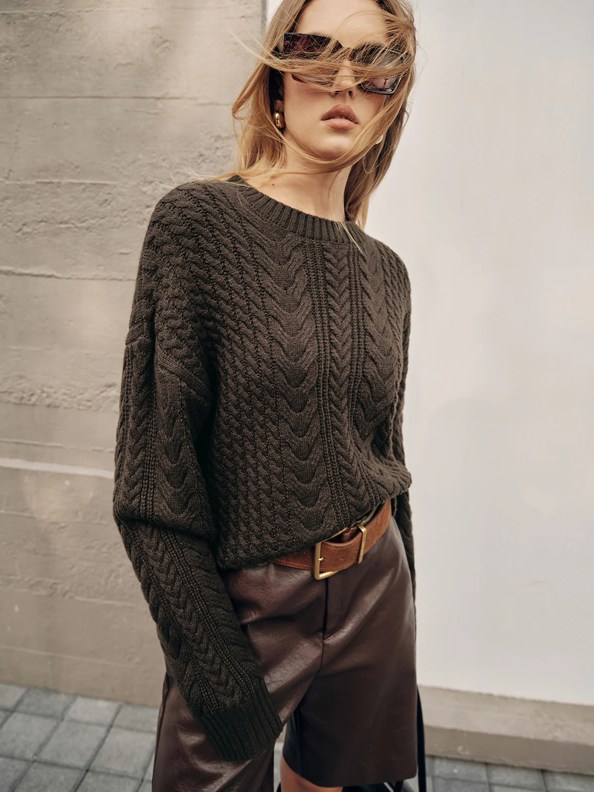 Cable Knit Loose Sweater - Wholesalesil