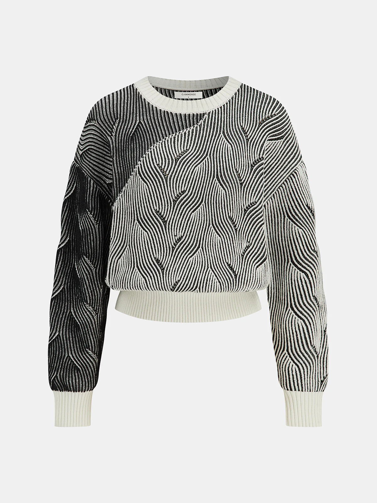 Crew Neck Wave-Knit Sweater - Wholesalesil
