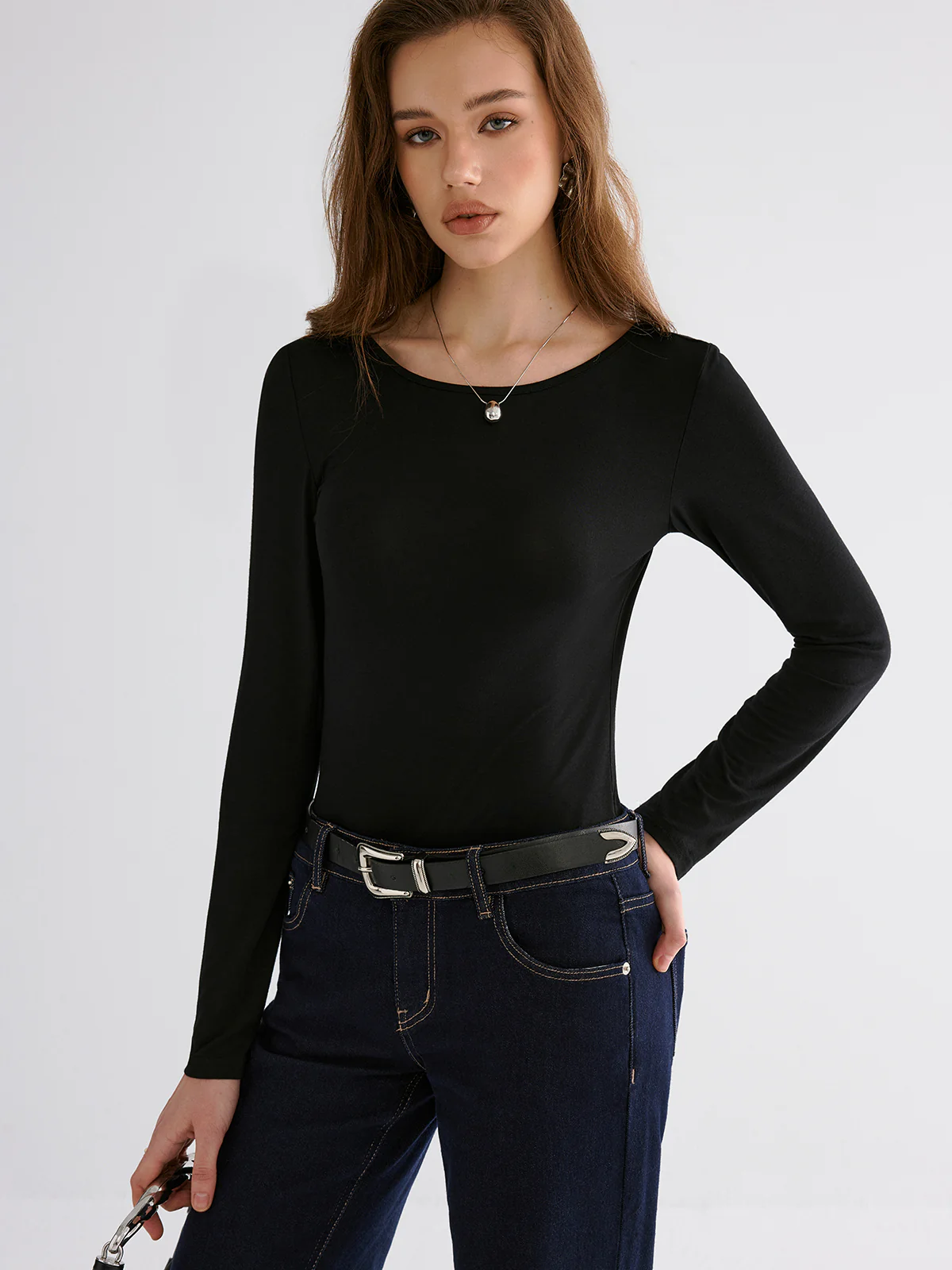 Butterfly Lace Back Long Sleeve Shirt - Wholesalesil