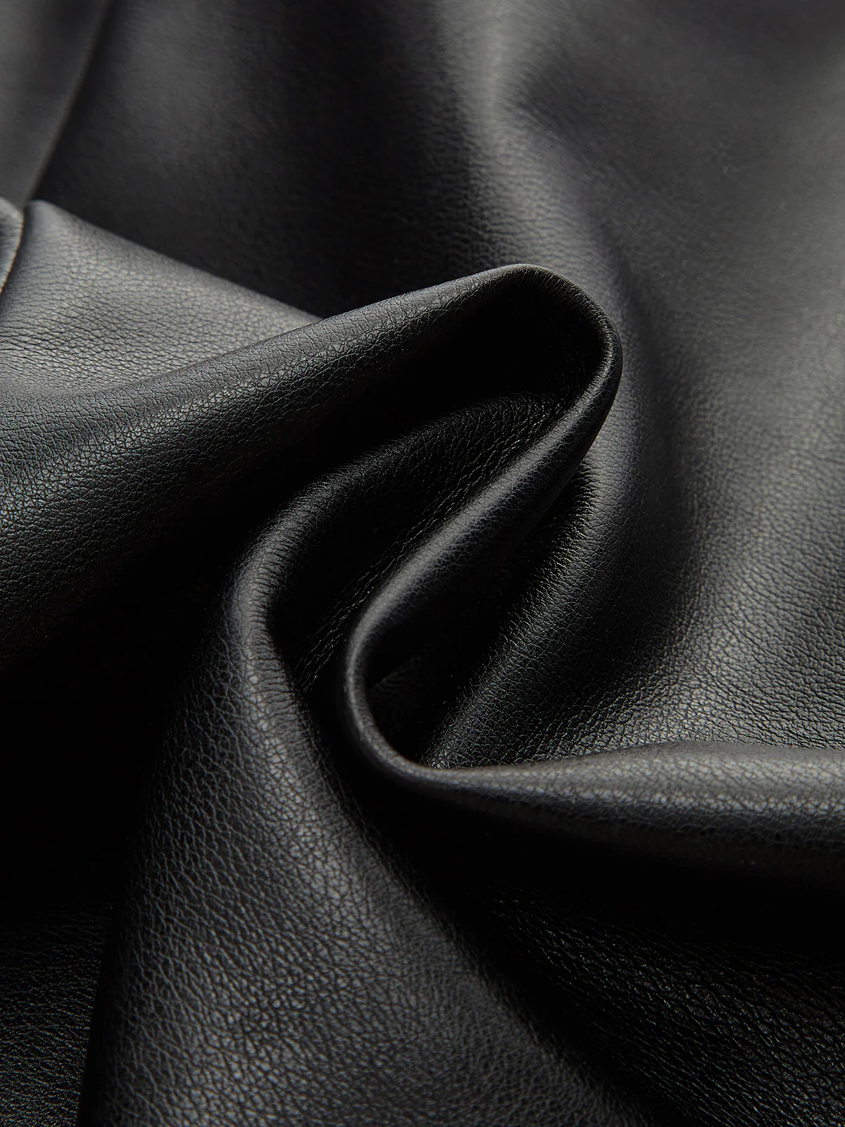 Asymmetric PU Leather Panel Blouse - Wholesalesil