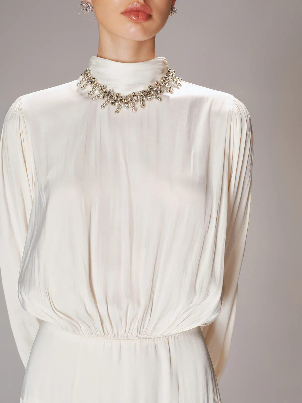 High Neck Long-Sleeve Maxi Dress - Wholesalesil