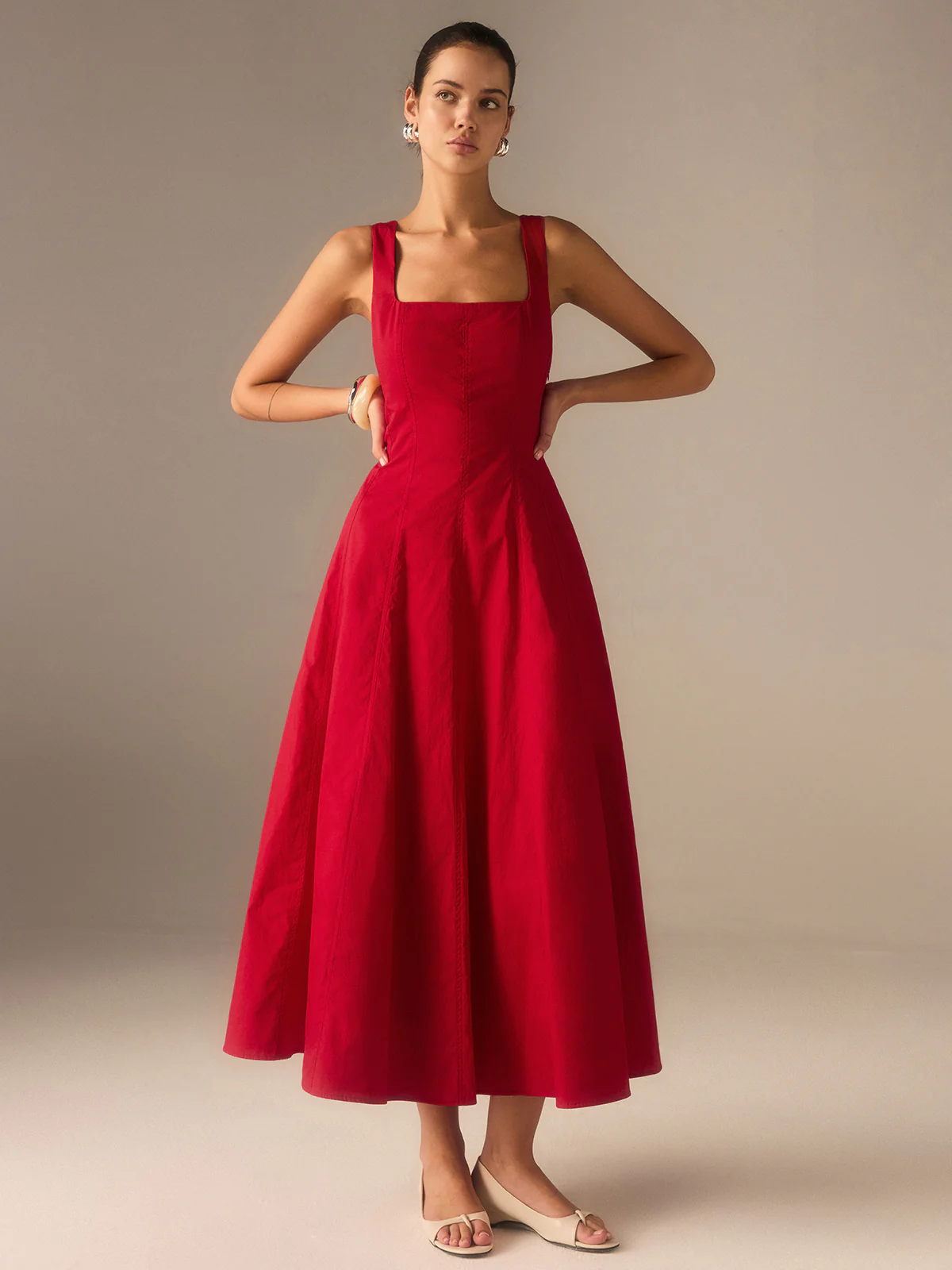 Cotton Maxi Dress with Lace-Up Back - Wholesalesil