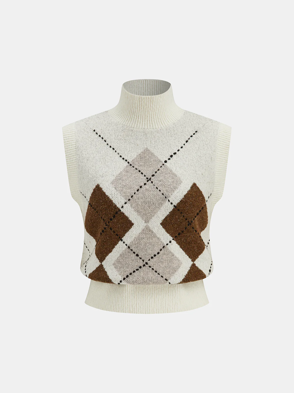 Argyle Turtleneck Knit Vest - Wholesalesil