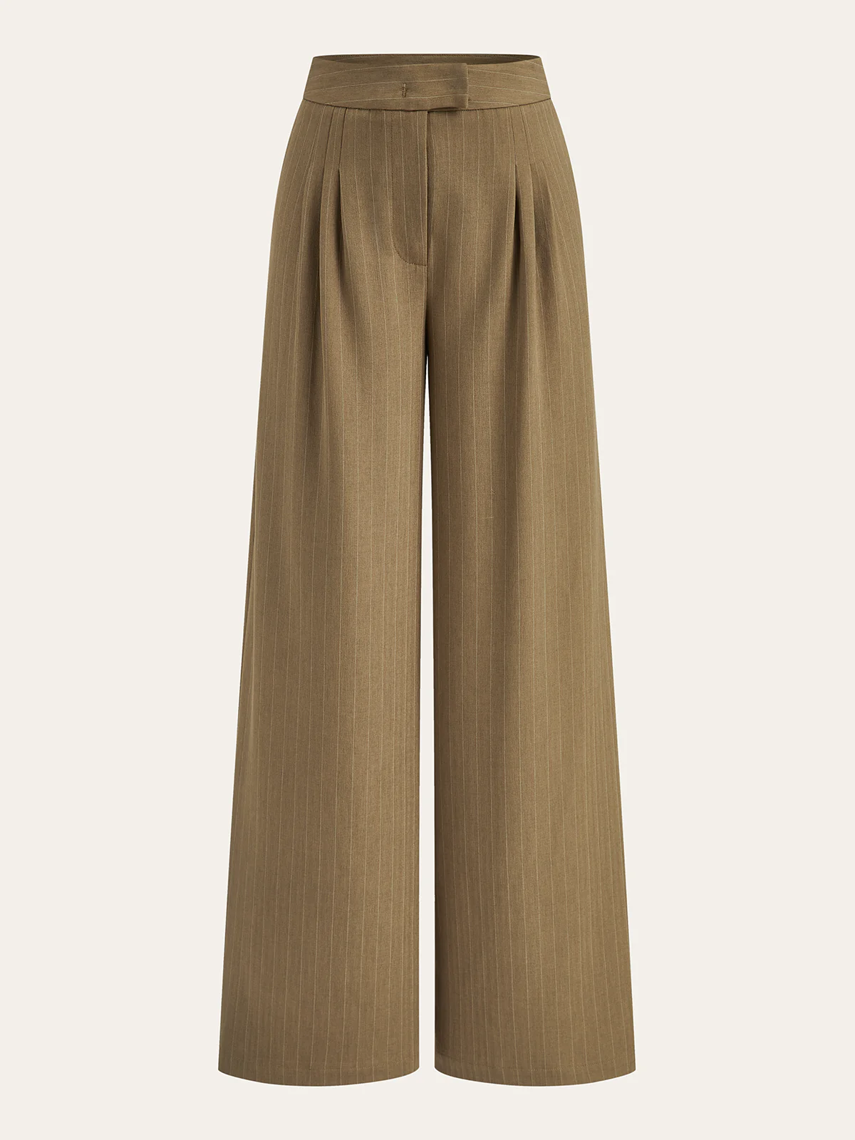 Pleated Pinstriped Wide-Leg Pants - Wholesalesil