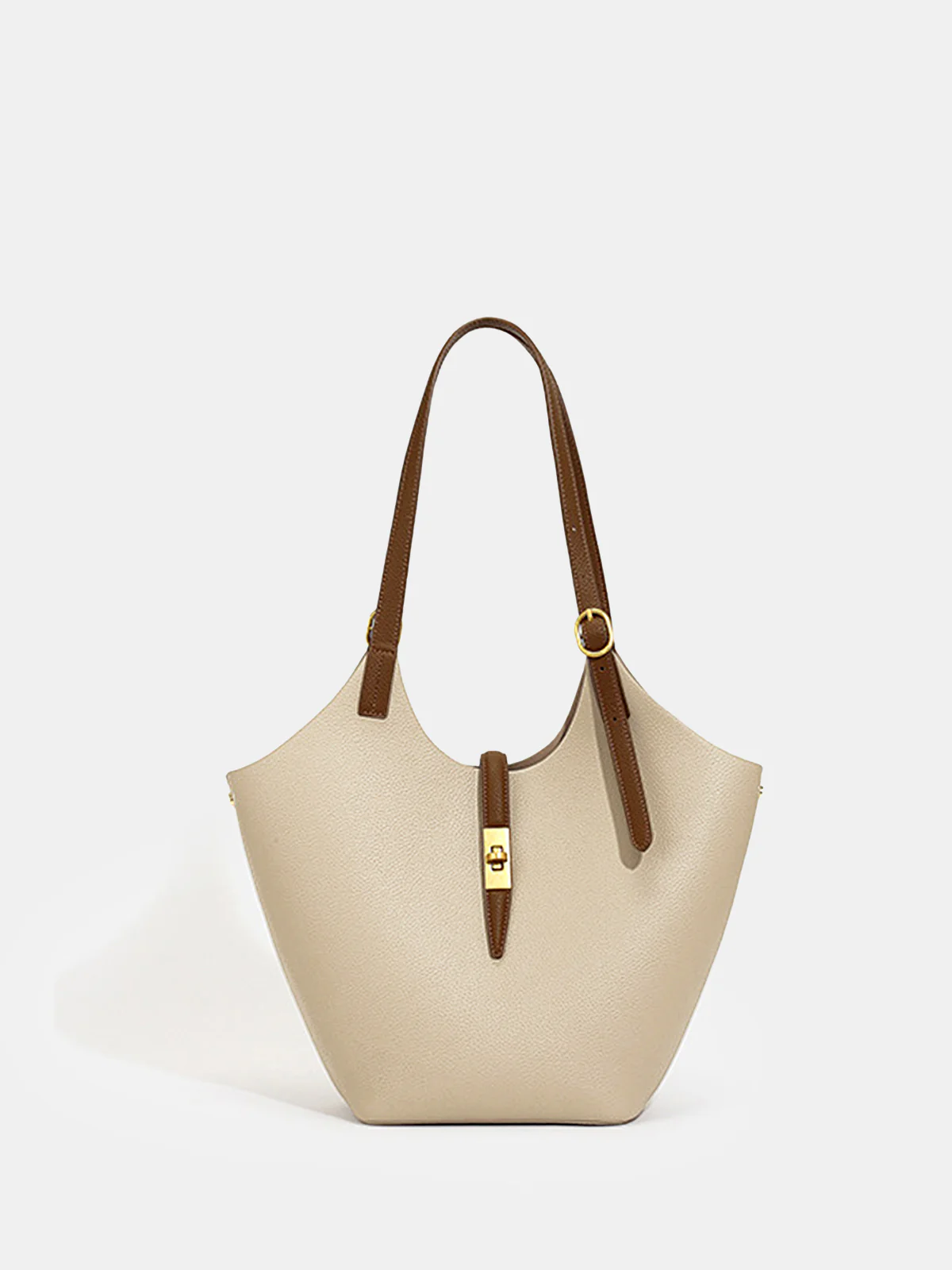 Contrast Strap Faux Leather Tote Bag - Wholesalesil